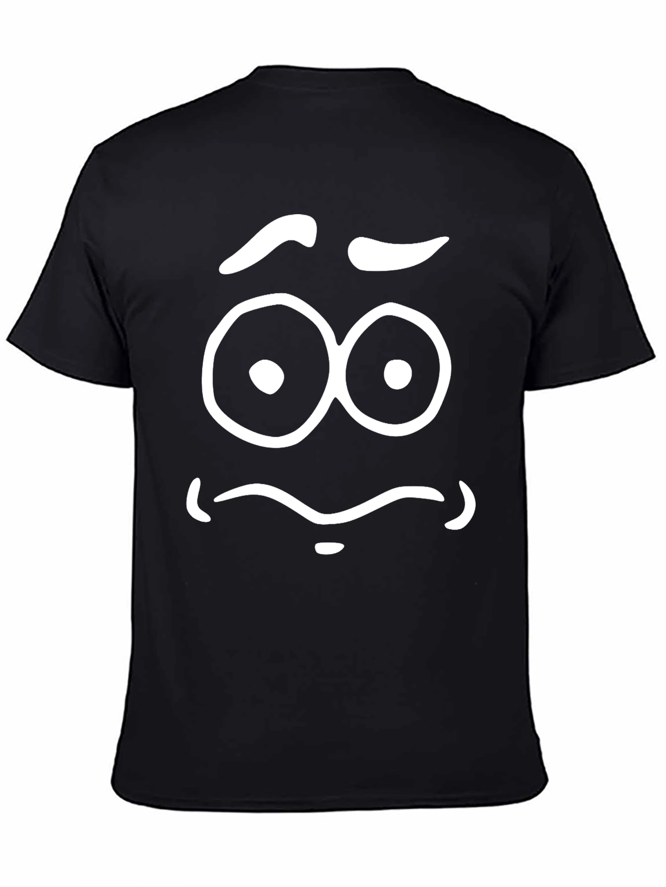 Expressive Cartoon Face Graphic T-Shirt - Black