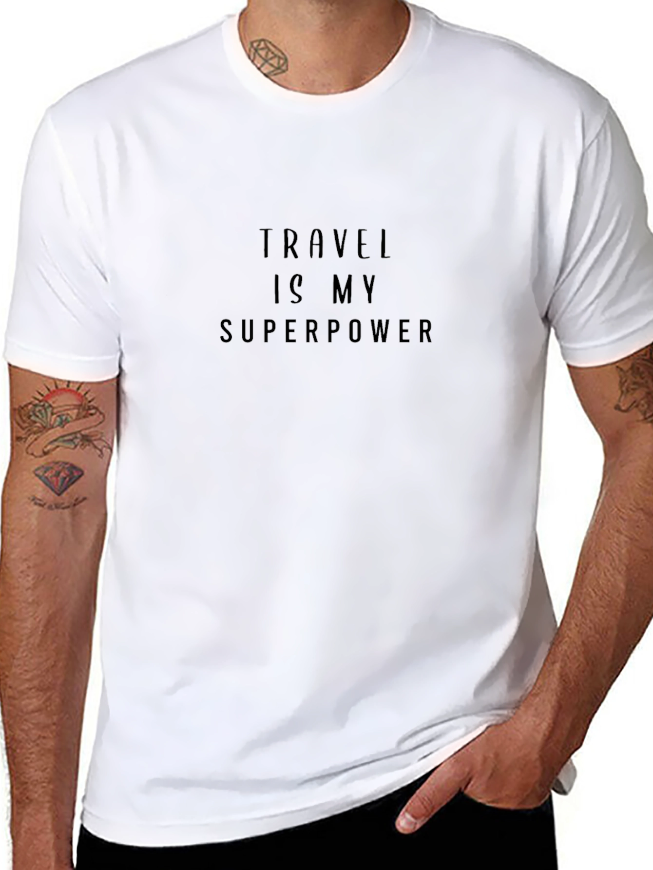 Travel is My Superpower Black T-Shirt
