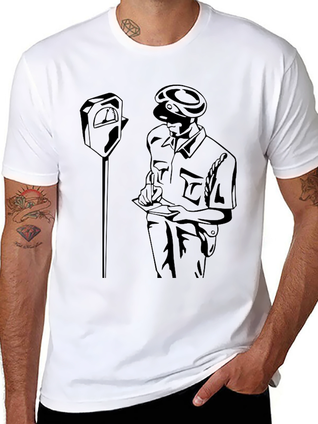 Black T-Shirt with Parking Officer Design