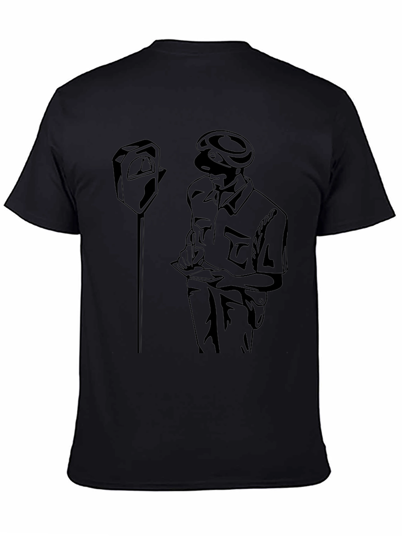 Black T-Shirt with Parking Officer Design