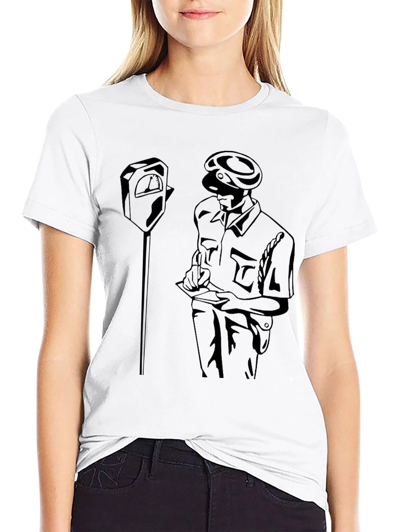 Black T-Shirt with Parking Officer Design