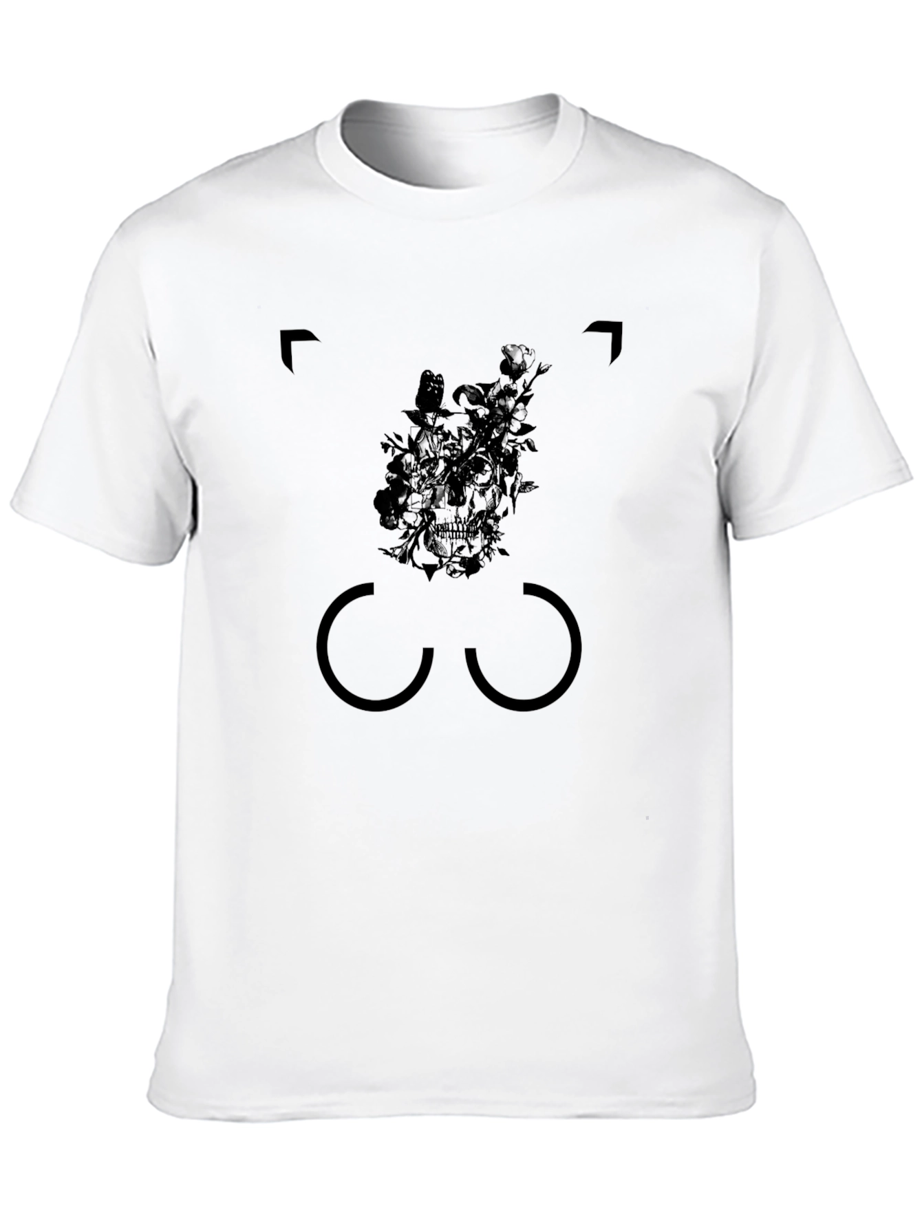 Skull Floral Graphic Tee - Mens Black T-Shirt