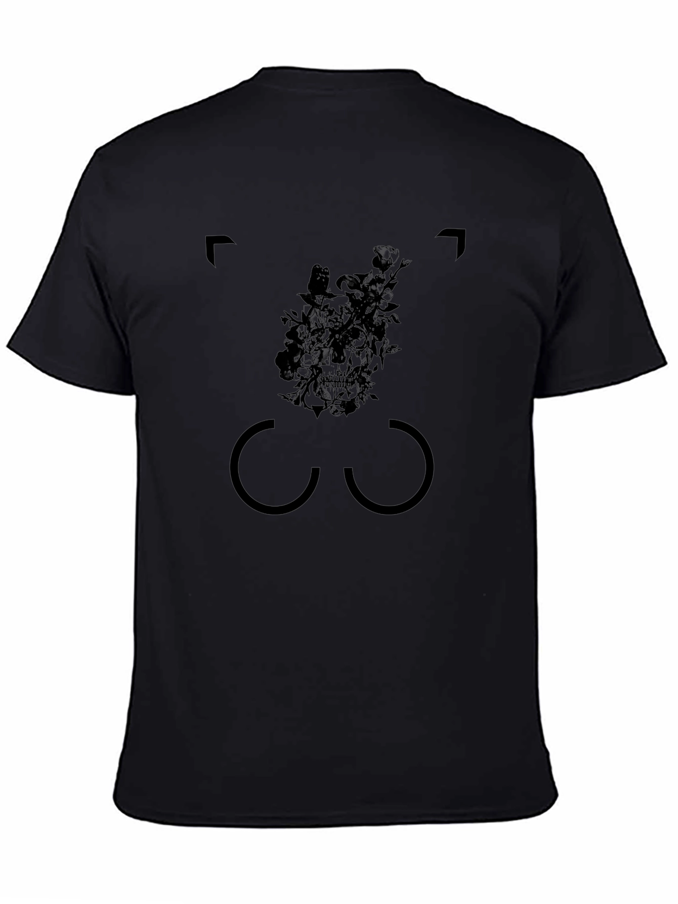 Skull Floral Graphic Tee - Mens Black T-Shirt