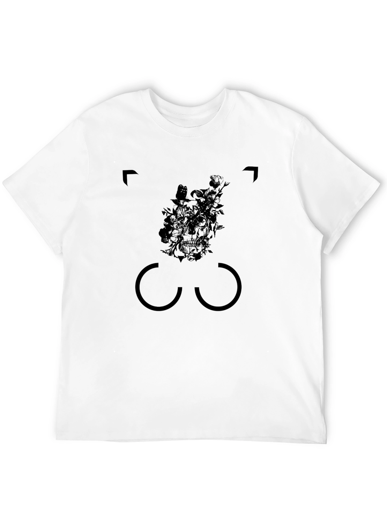 Skull Floral Graphic Tee - Mens Black T-Shirt