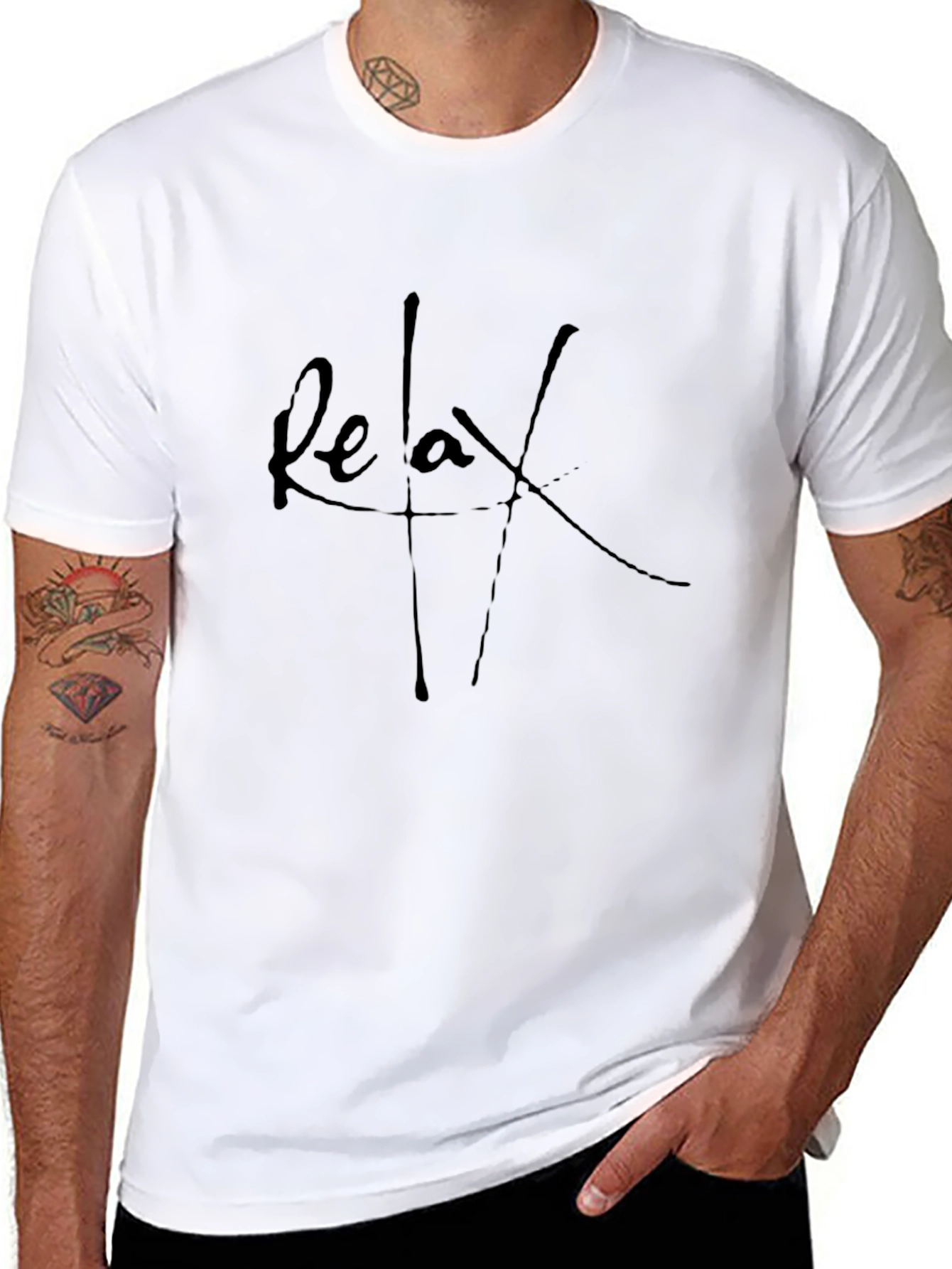 Relax Graphic Print Black T-Shirt for Men