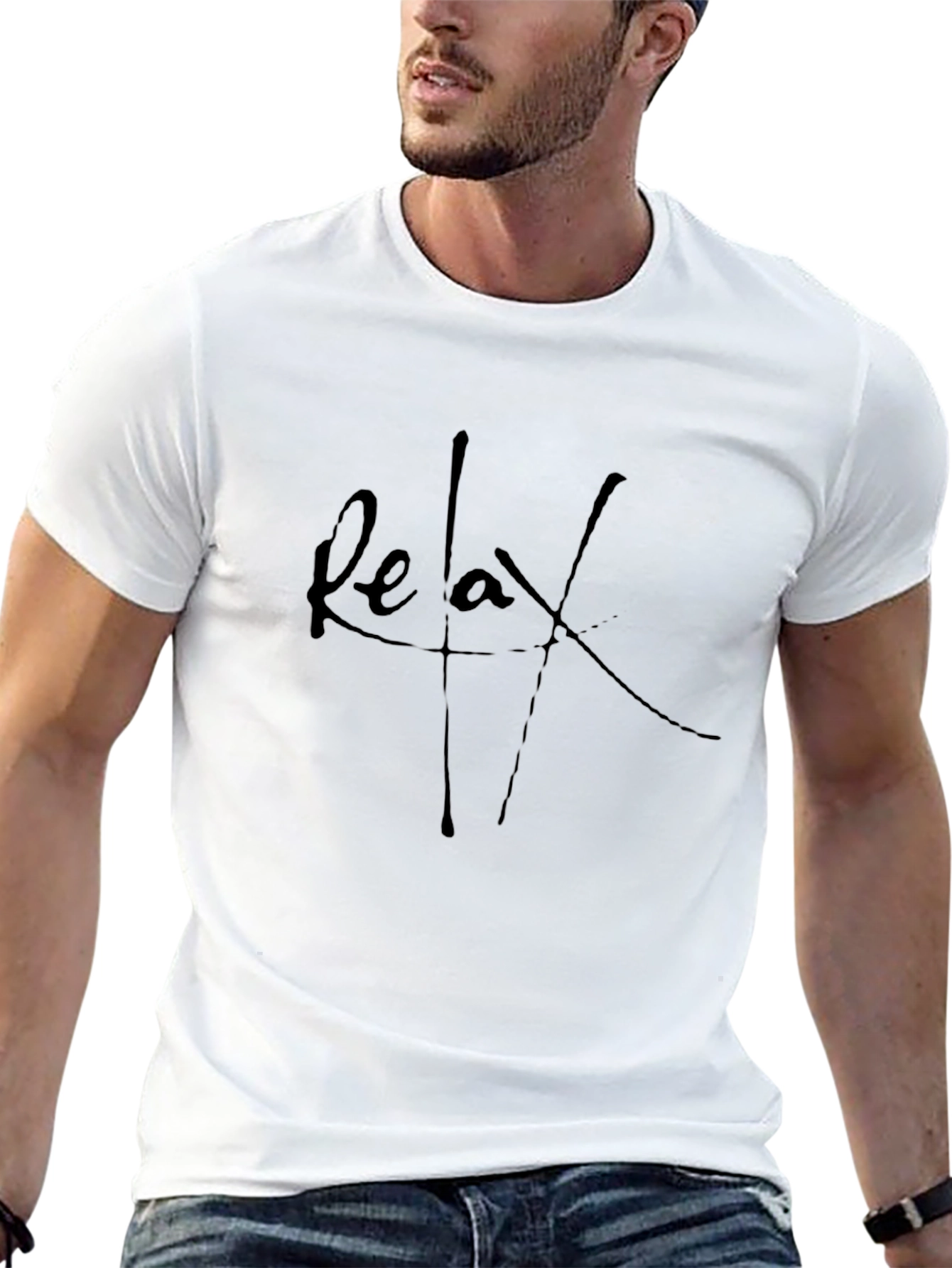 Relax Graphic Print Black T-Shirt for Men