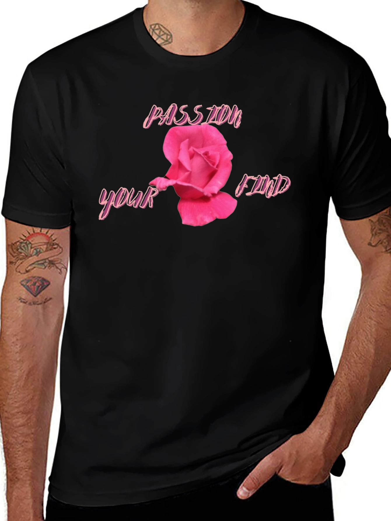 Passion Find Rose Black T-Shirt