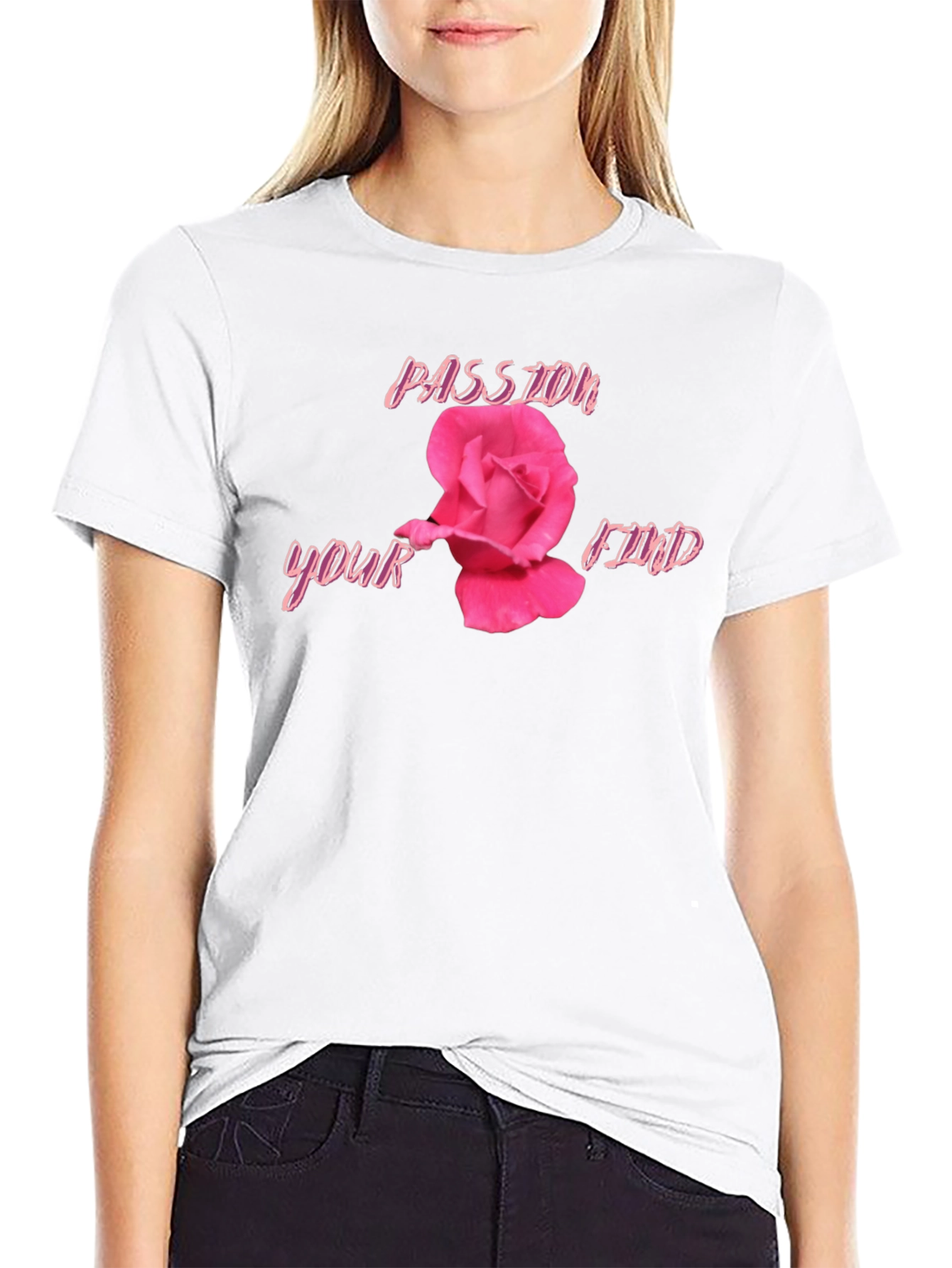Passion Find Rose Black T-Shirt
