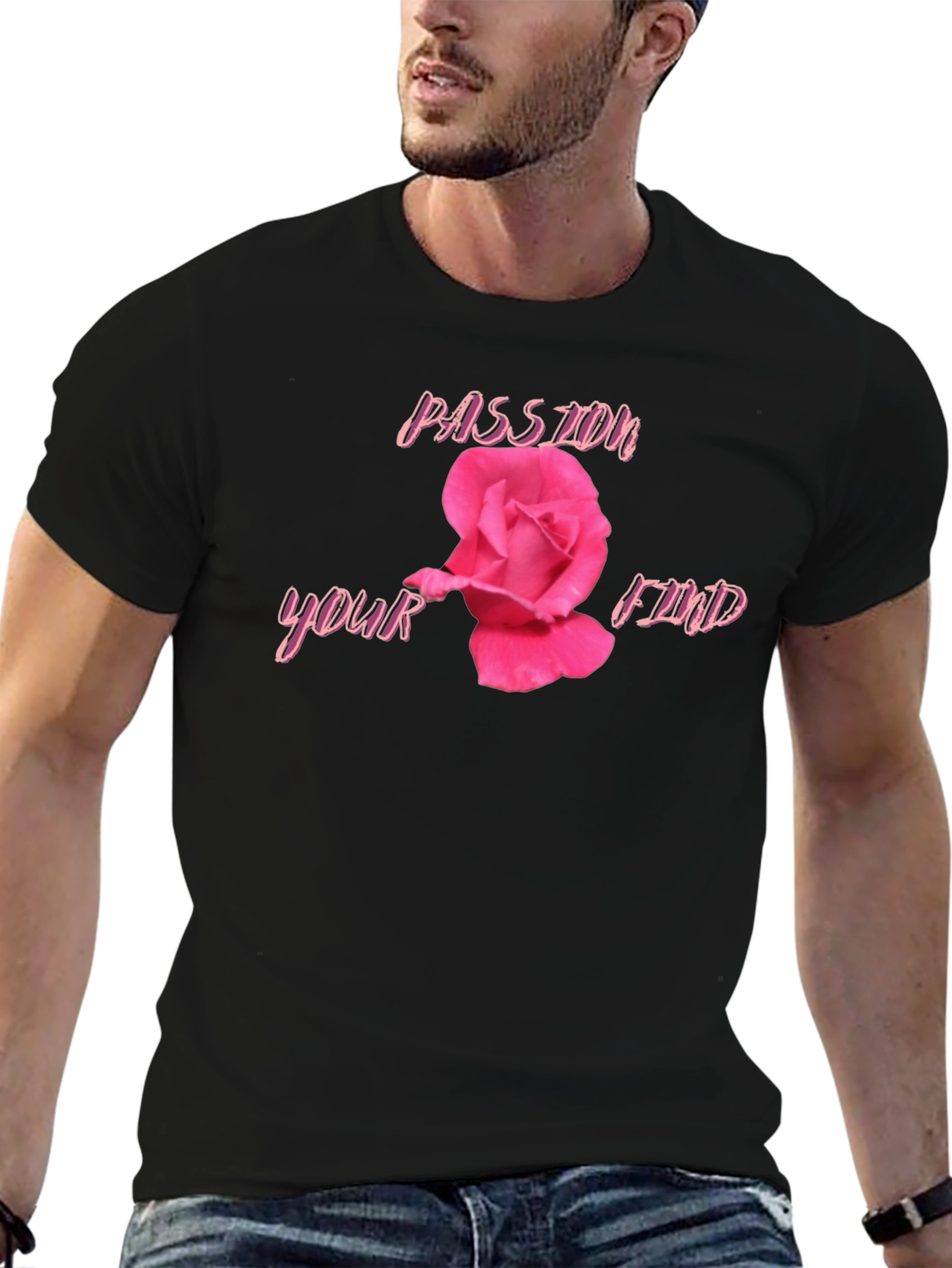 Passion Find Rose Black T-Shirt