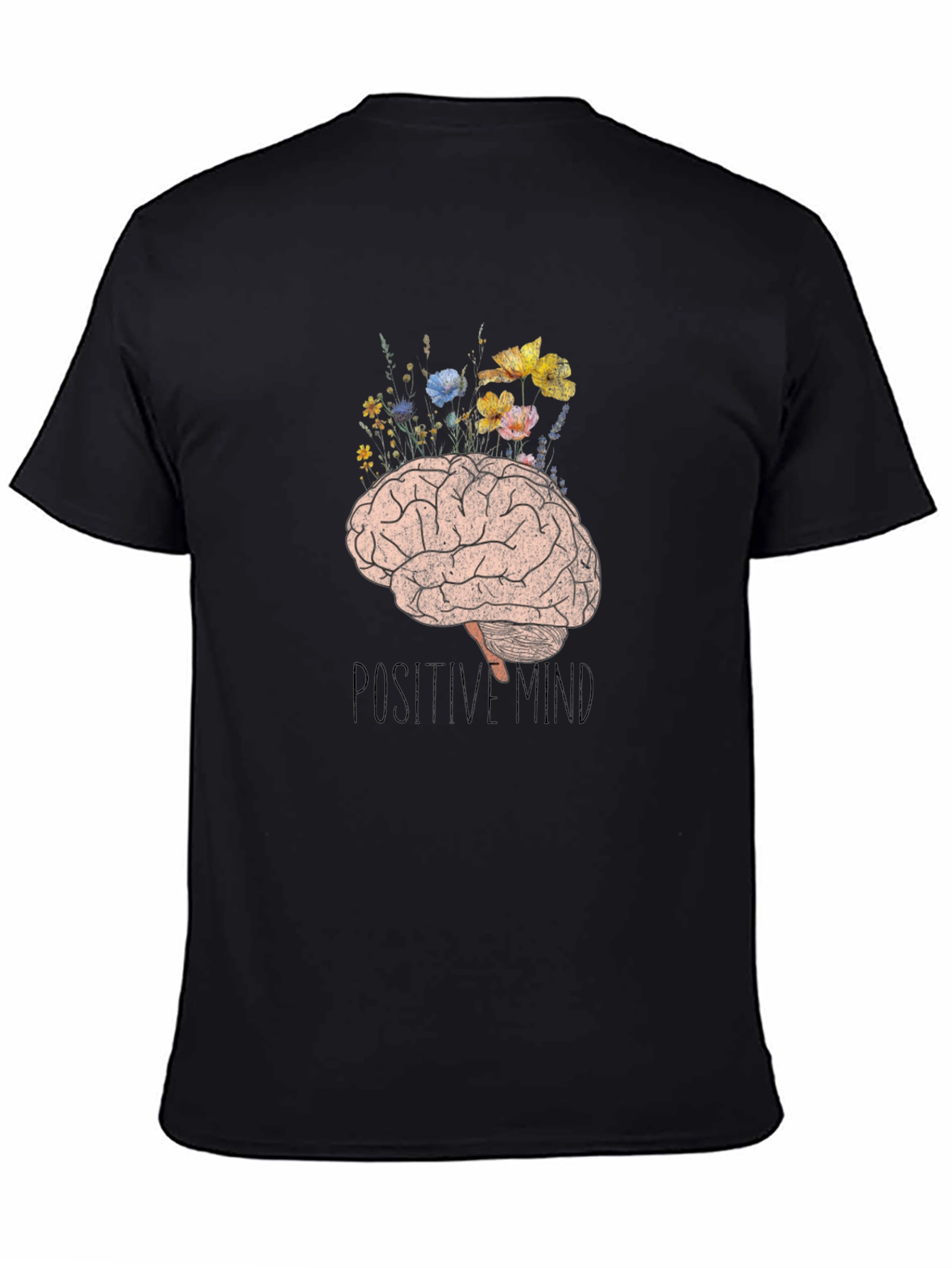 Positive Mind Brain Floral Graphic Tee - Unisex