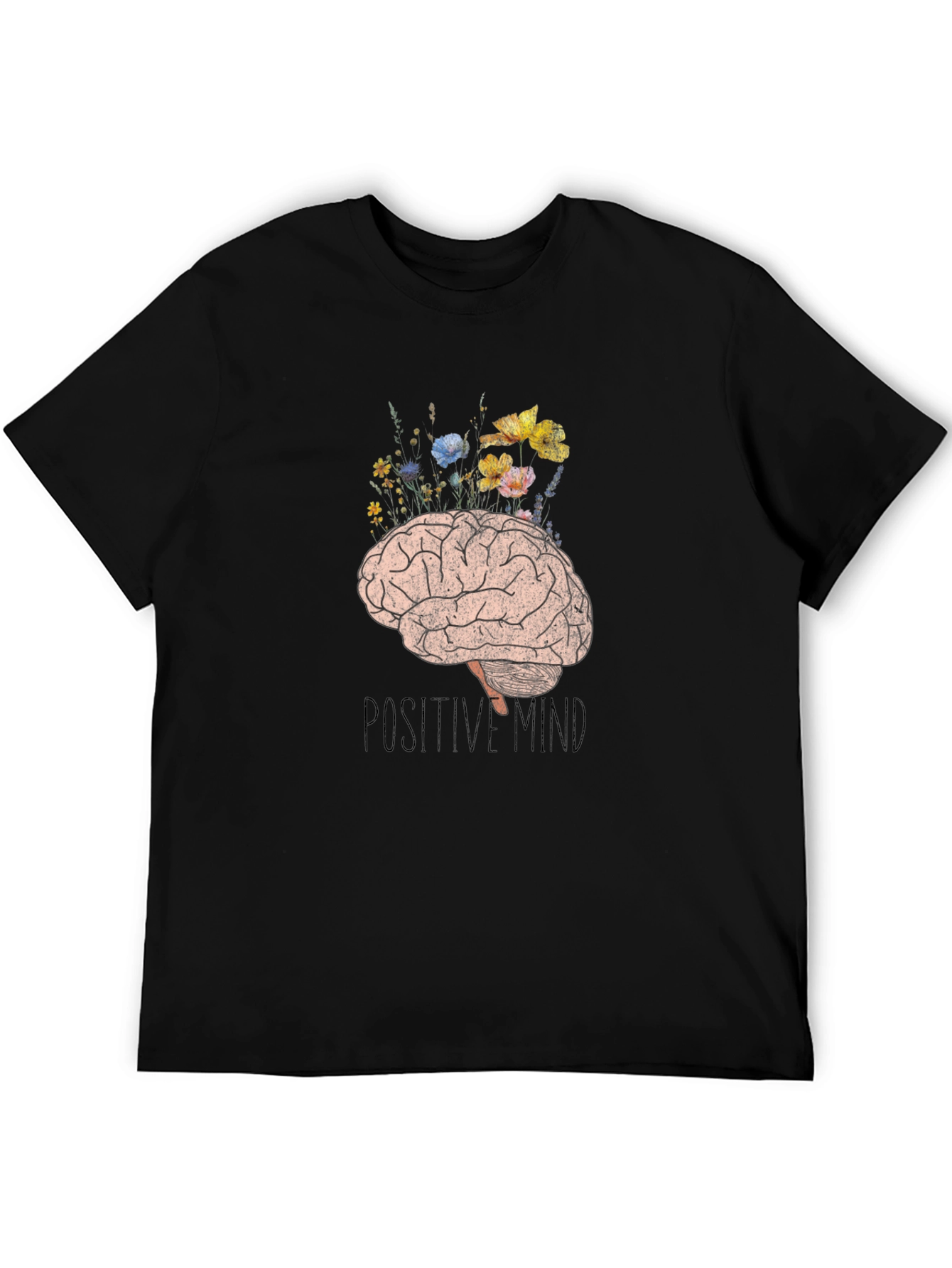 Positive Mind Brain Floral Graphic Tee - Unisex