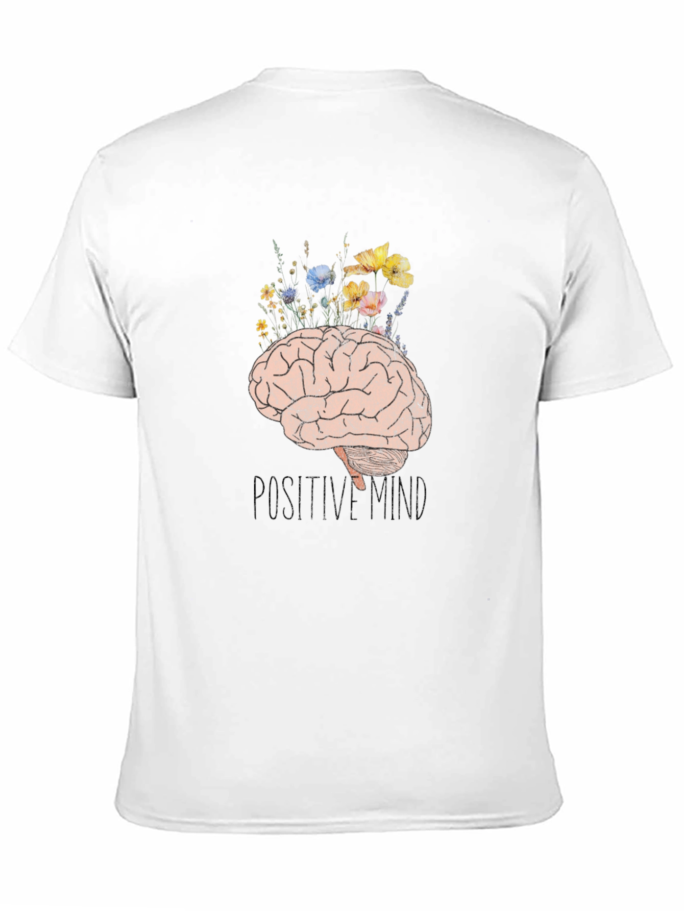 Positive Mind Brain Floral Graphic Tee - Unisex