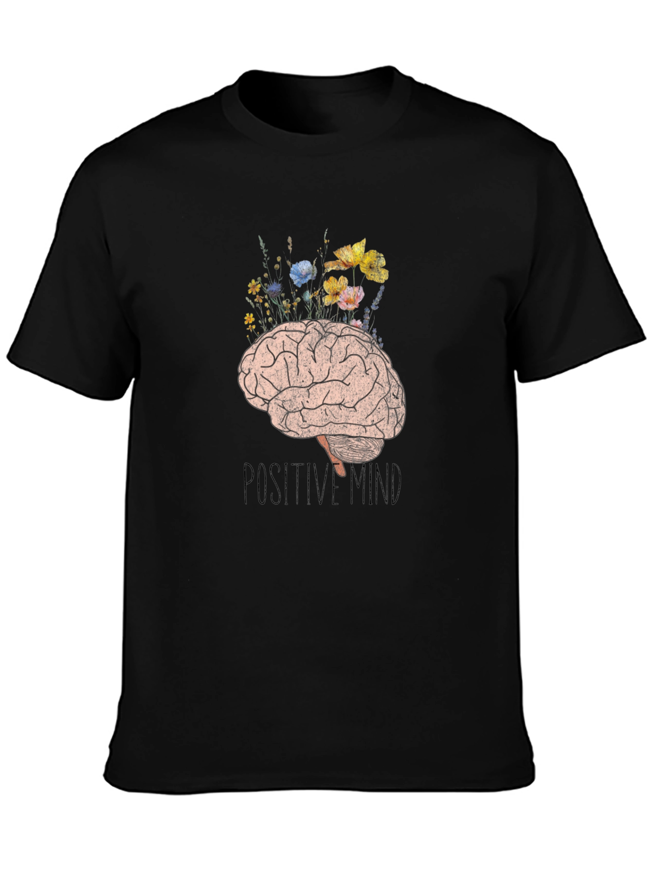 Positive Mind Brain Floral Graphic Tee - Unisex