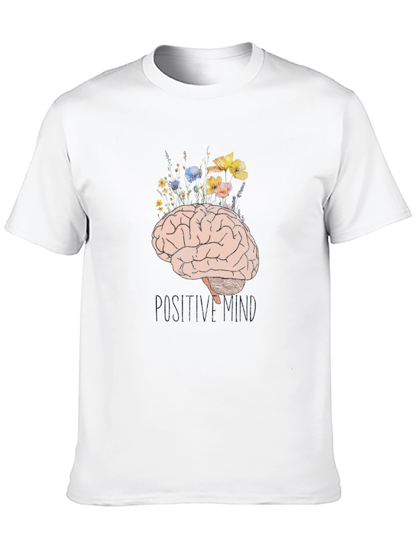 Positive Mind Brain Floral Graphic Tee - Unisex