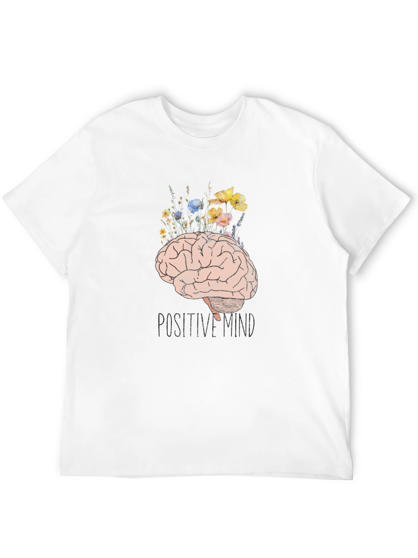 Positive Mind Brain Floral Graphic Tee - Unisex