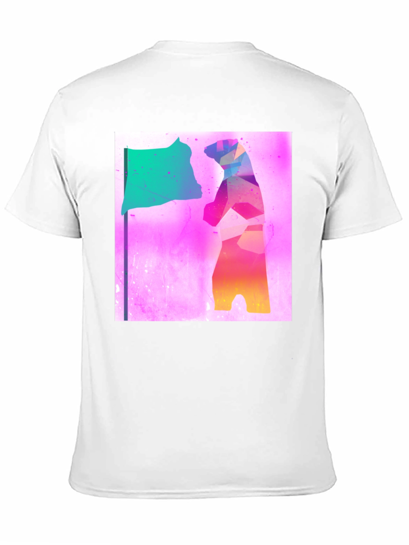 Abstract Bear Flag Graphic Tee - Black Cotton Blend