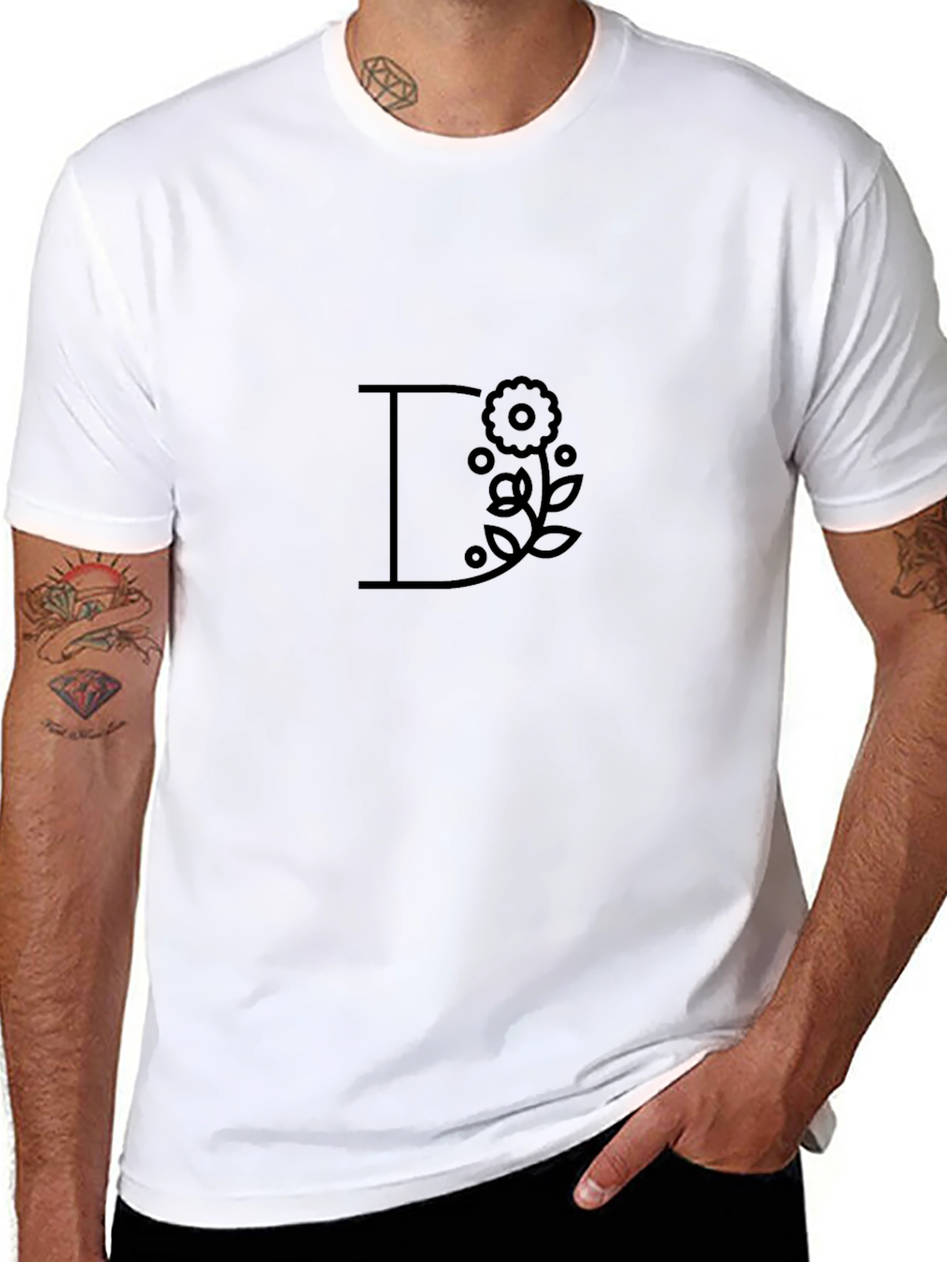 Floral Letter T-Shirt - Stylish Casual Wear