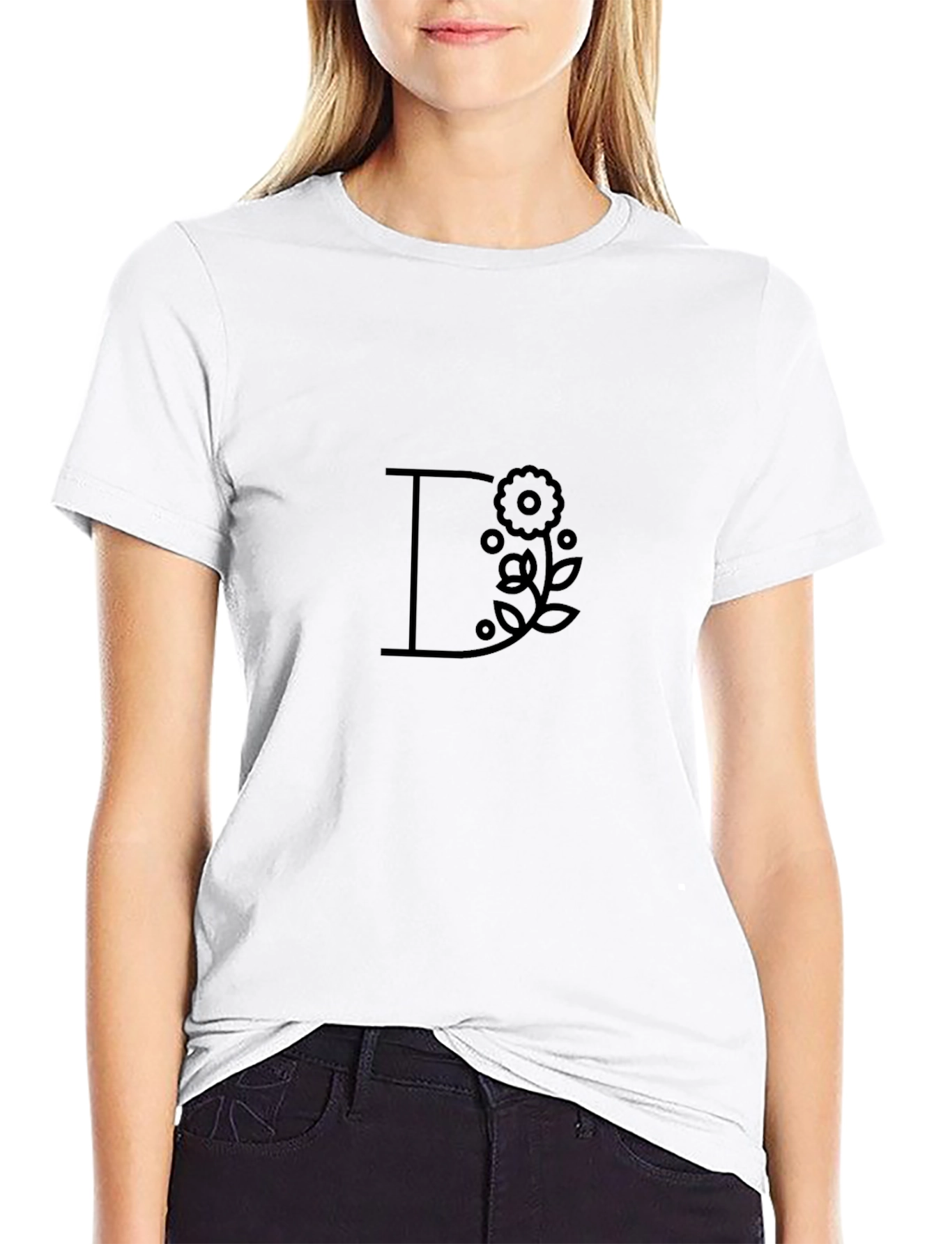 Floral Letter T-Shirt - Stylish Casual Wear