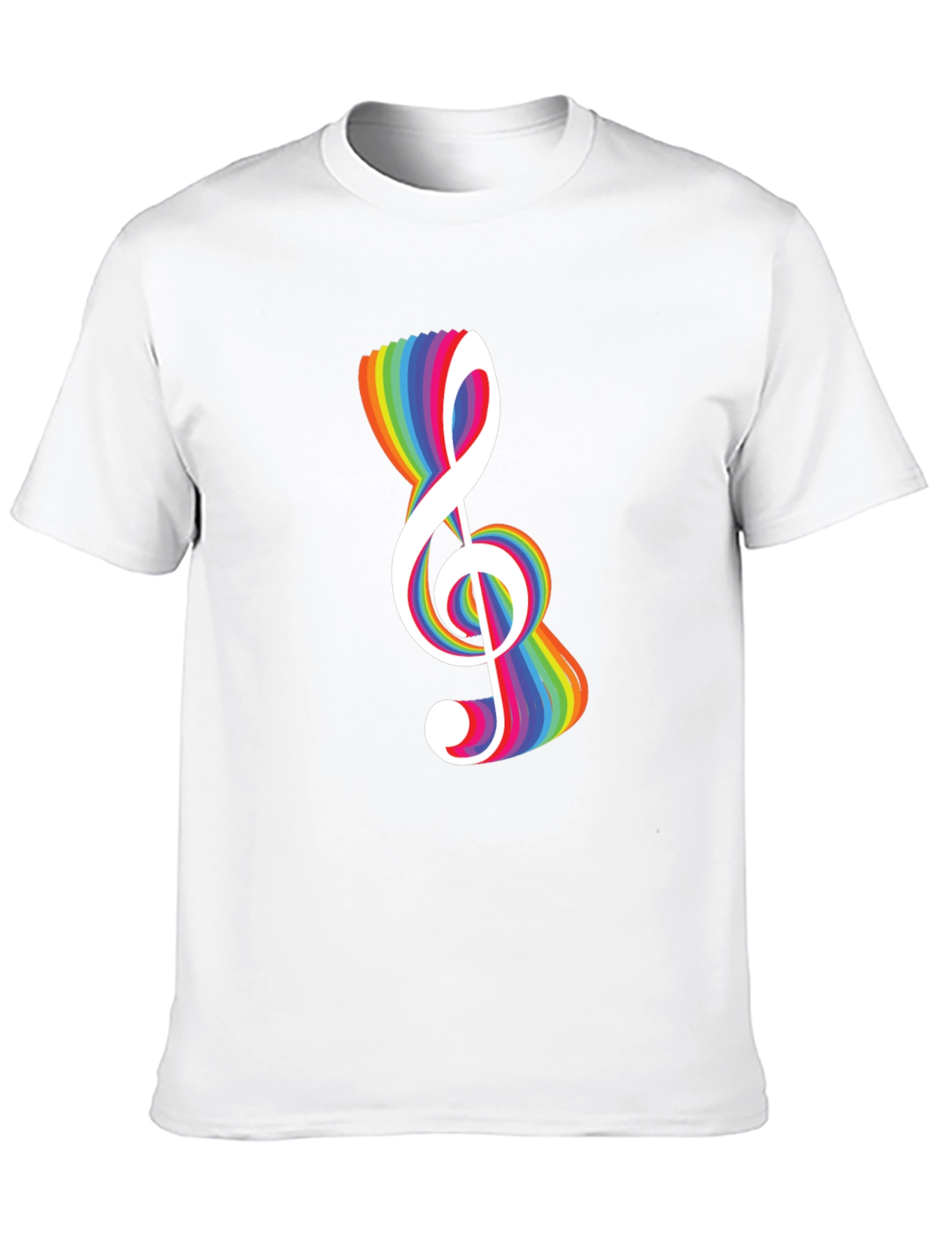 Rainbow Treble Clef Black T-Shirt