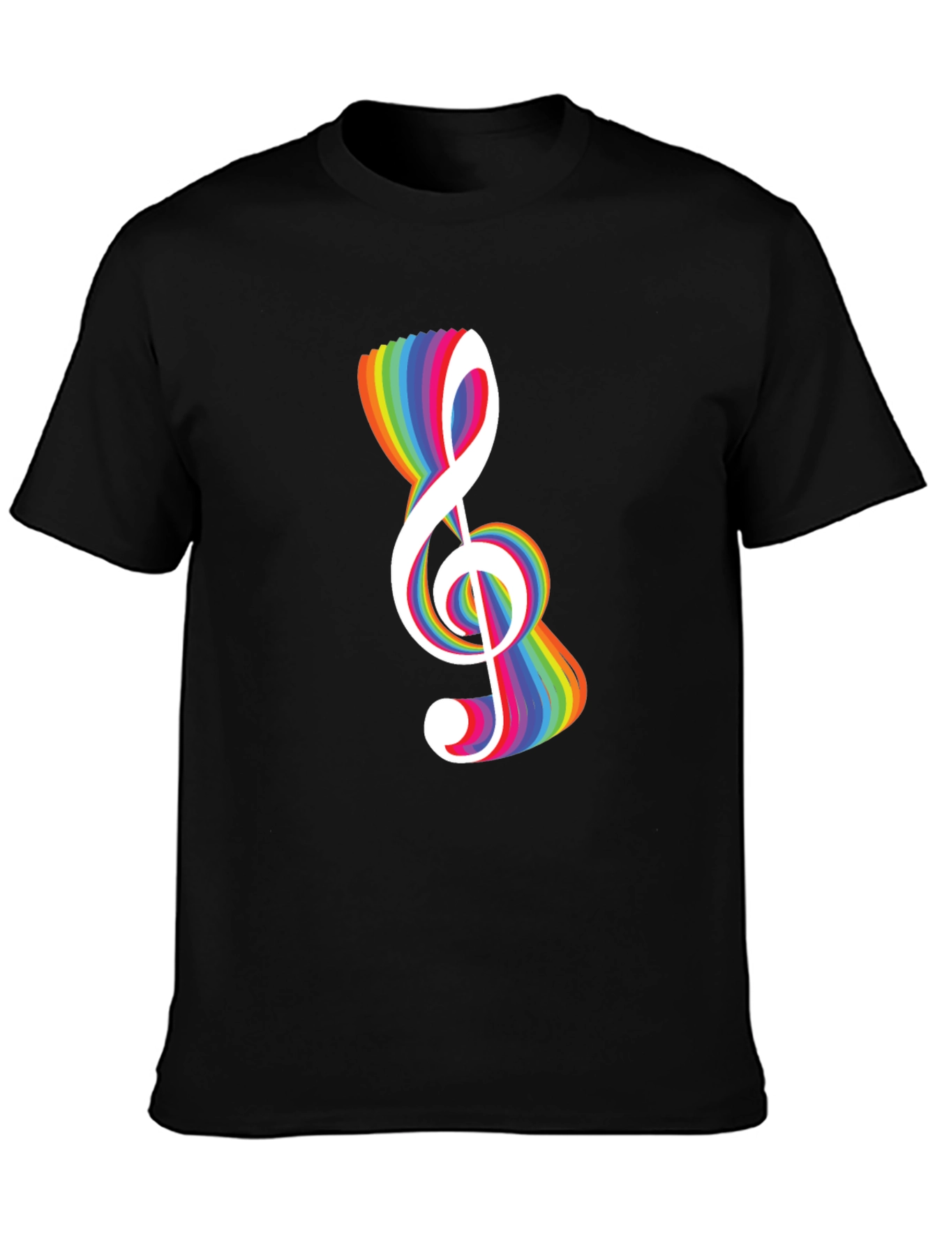 Rainbow Treble Clef Black T-Shirt