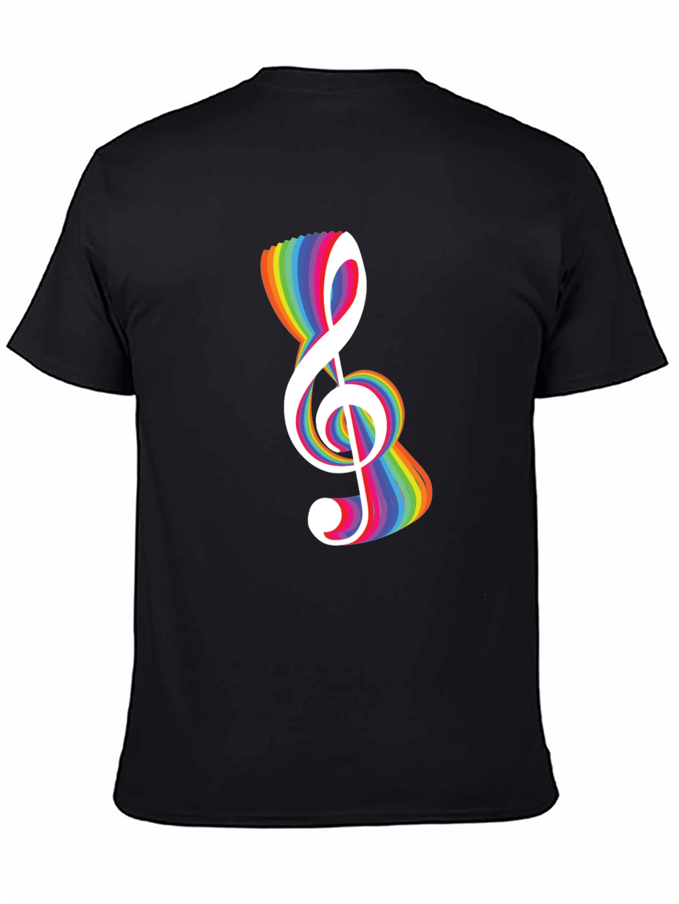Rainbow Treble Clef Black T-Shirt