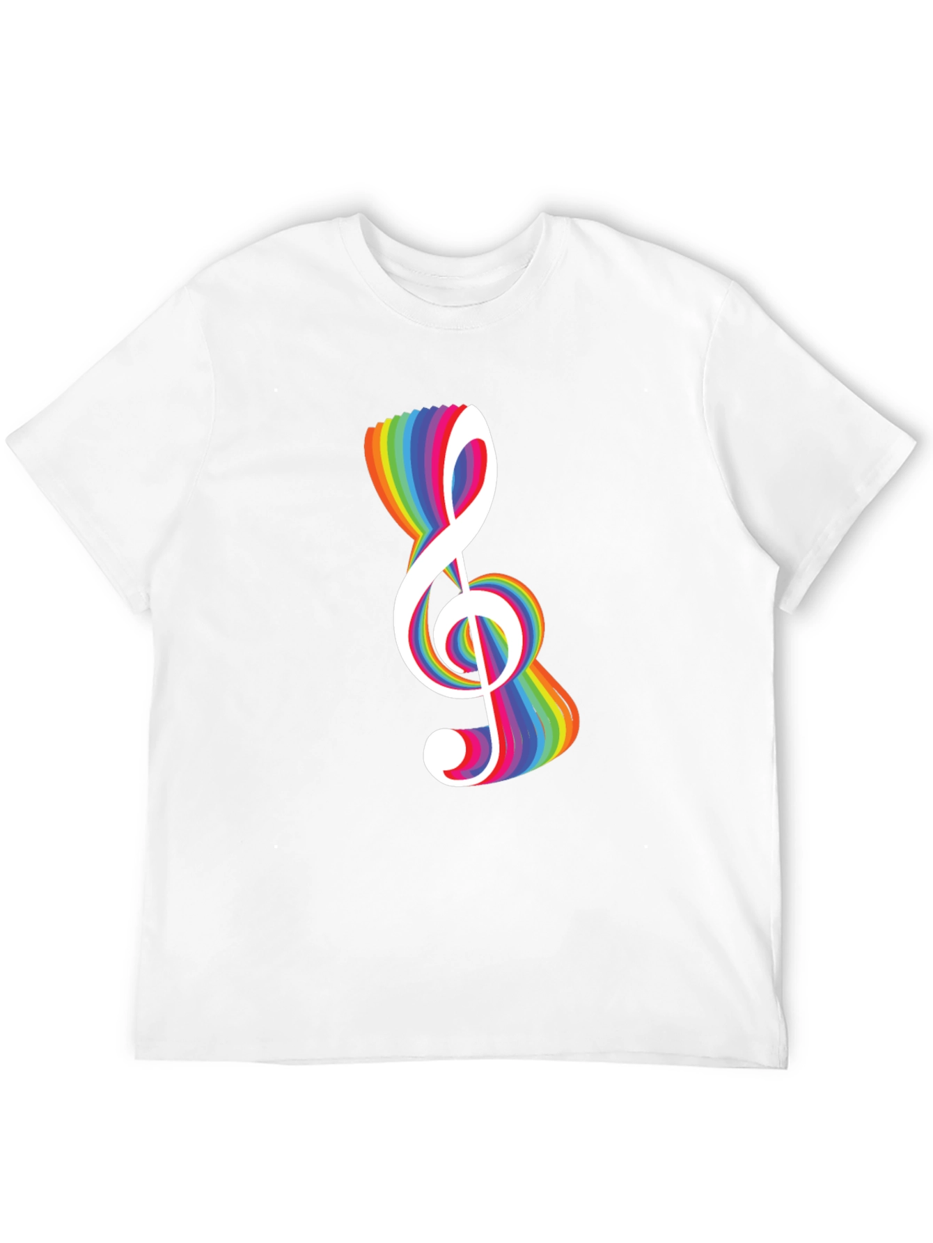 Rainbow Treble Clef Black T-Shirt