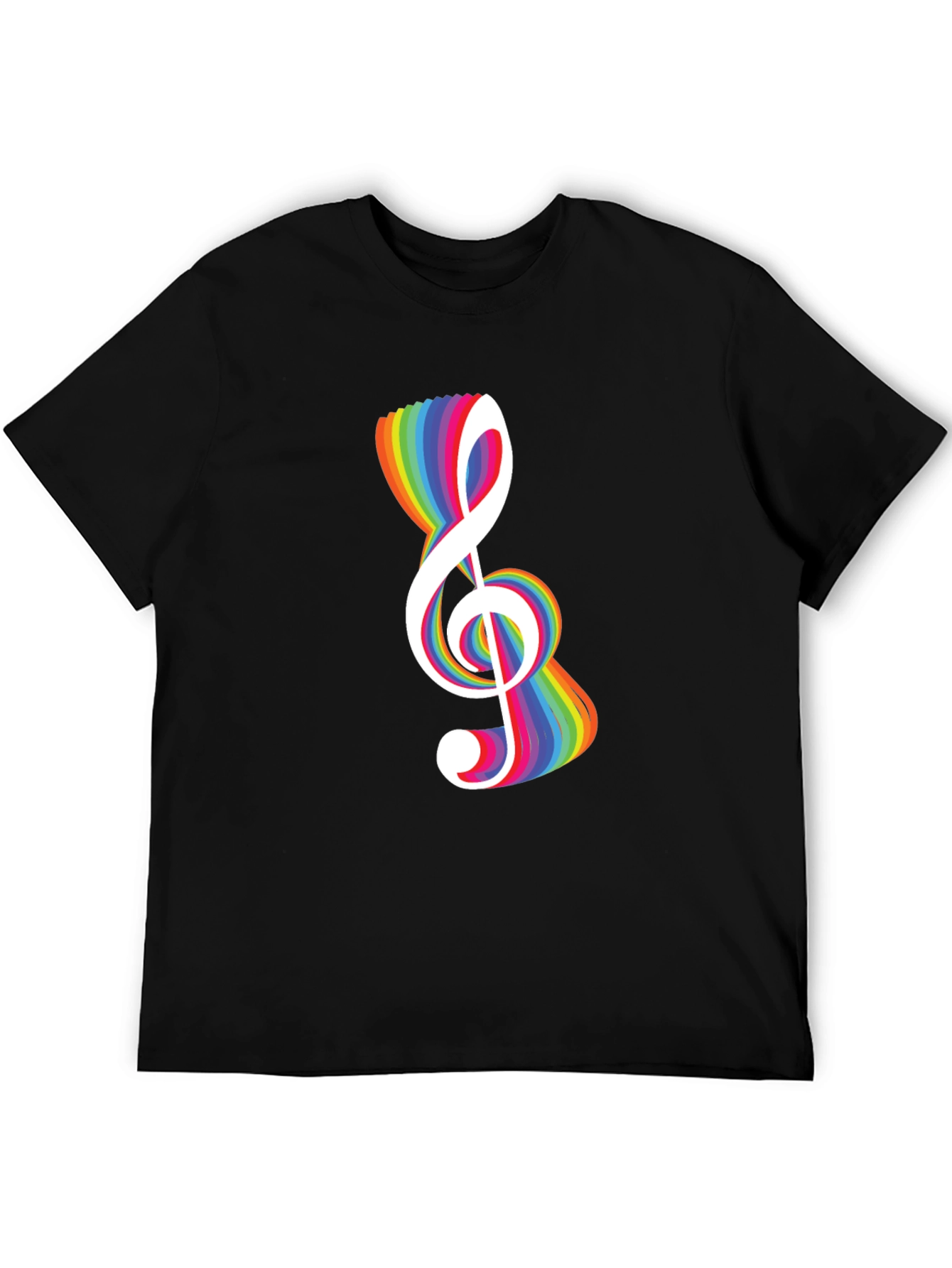 Rainbow Treble Clef Black T-Shirt