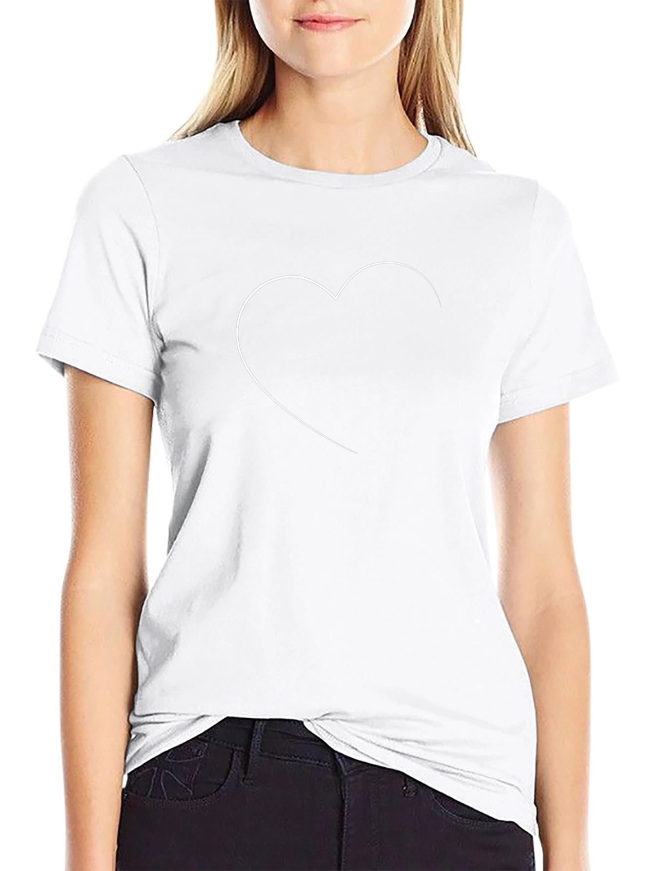 Minimalist Heart Outline Black Tee