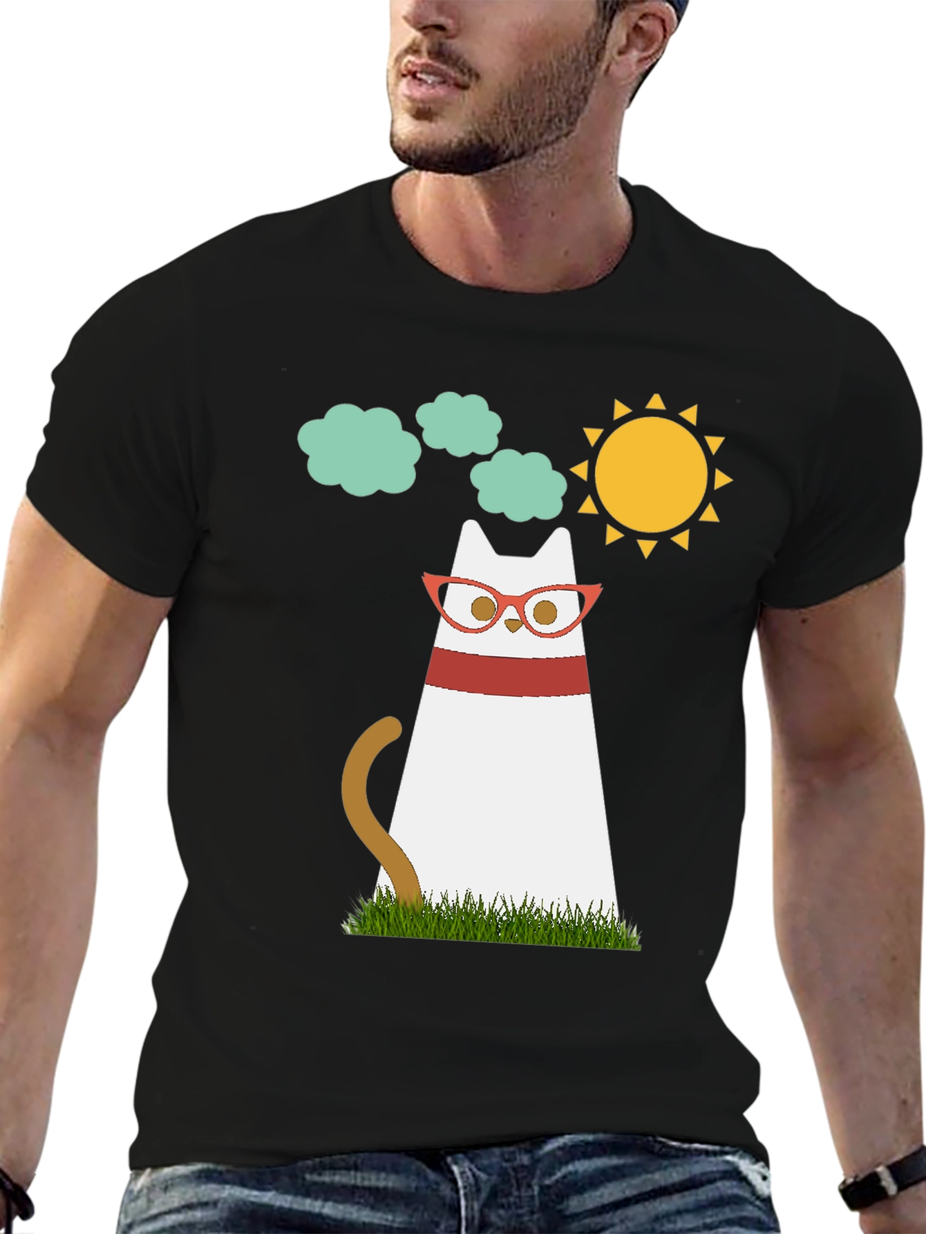 Cool Cat Tee - Cartoon Cat with Glasses T-Shirt