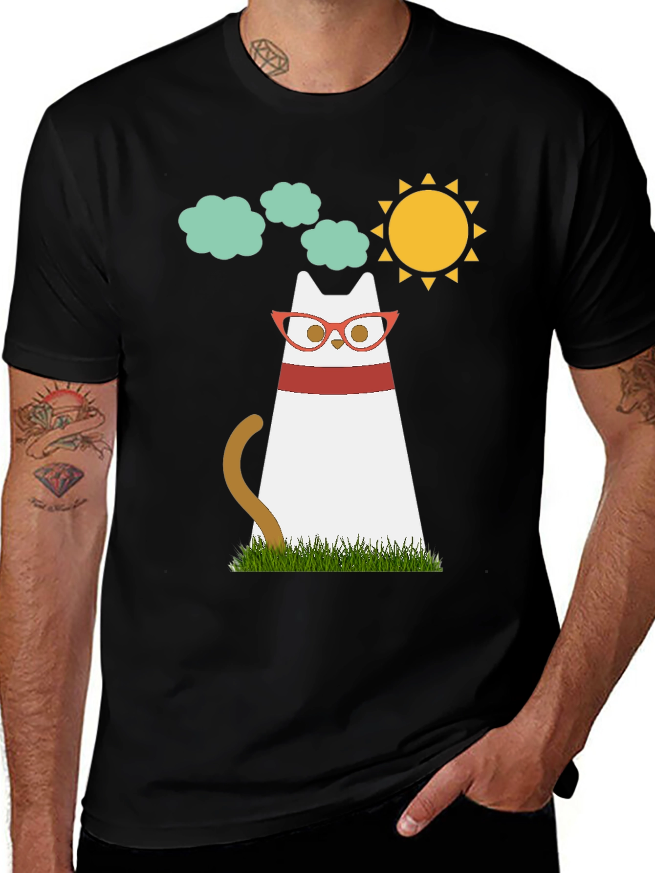 Cool Cat Tee - Cartoon Cat with Glasses T-Shirt