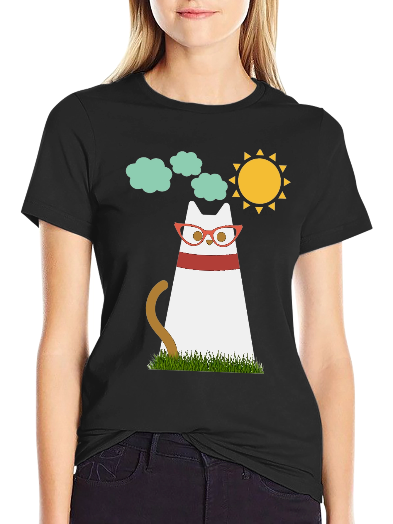 Cool Cat Tee - Cartoon Cat with Glasses T-Shirt
