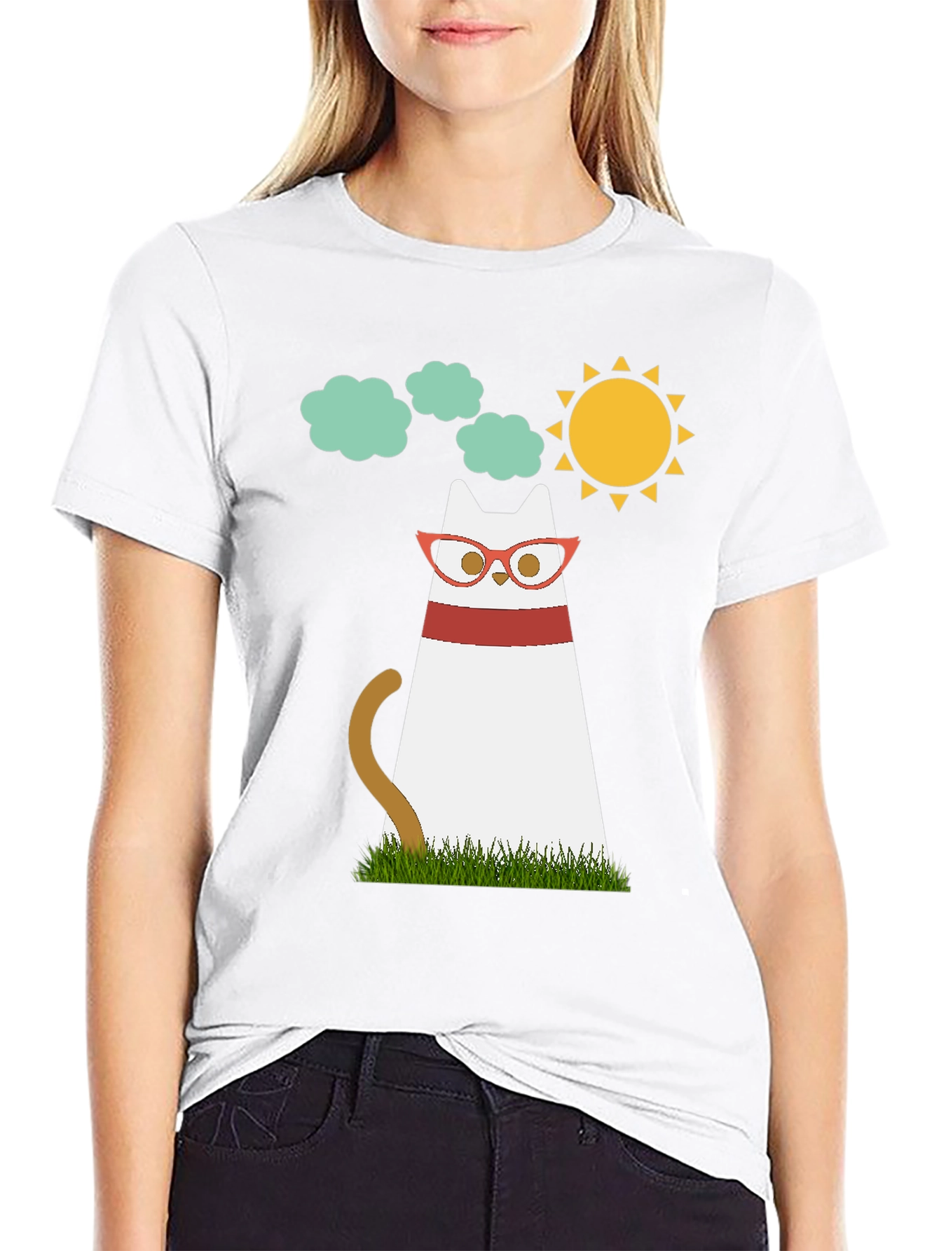 Cool Cat Tee - Cartoon Cat with Glasses T-Shirt