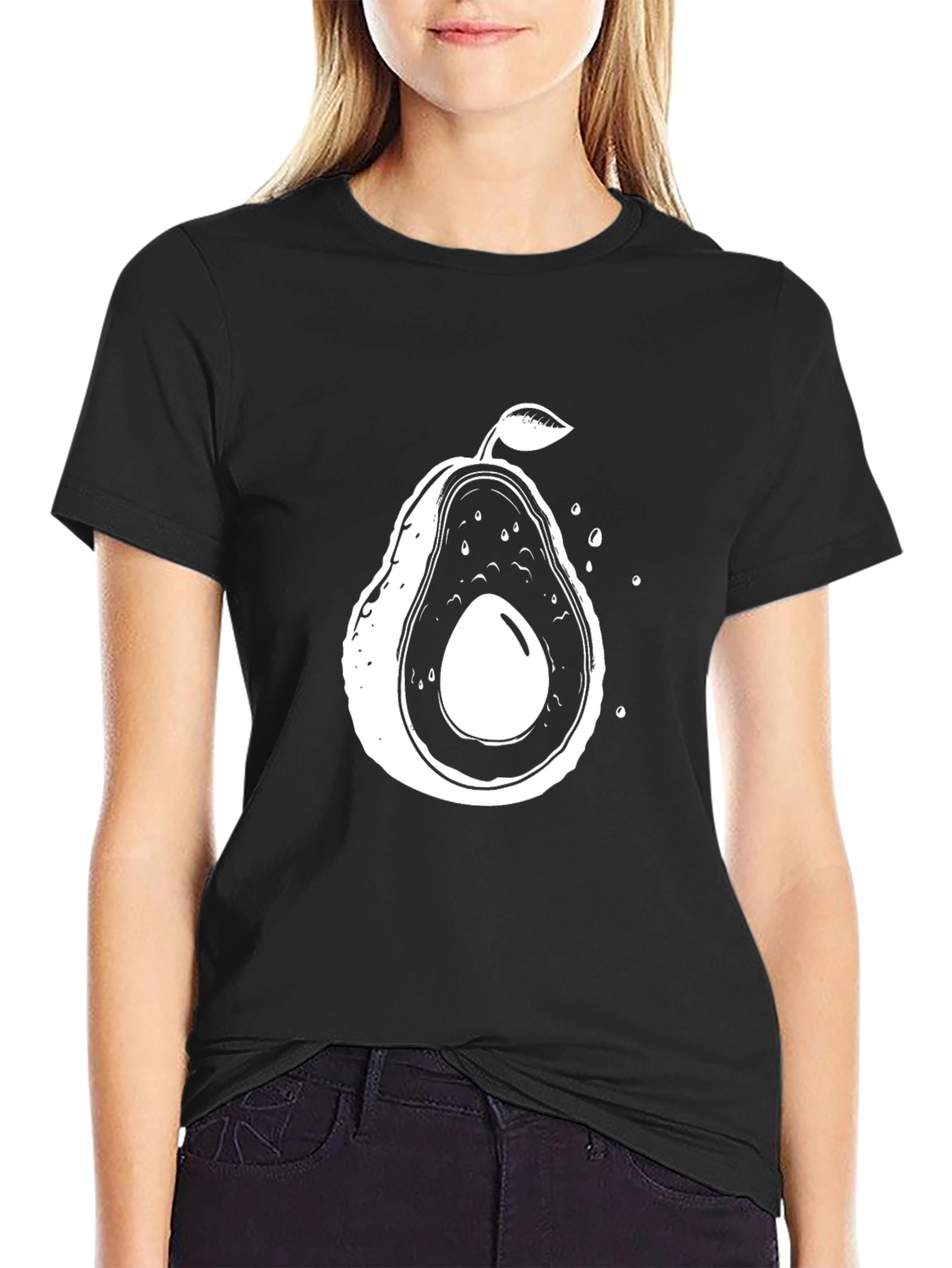 Avocado Graphic Tee - Unisex Casual Black T-Shirt