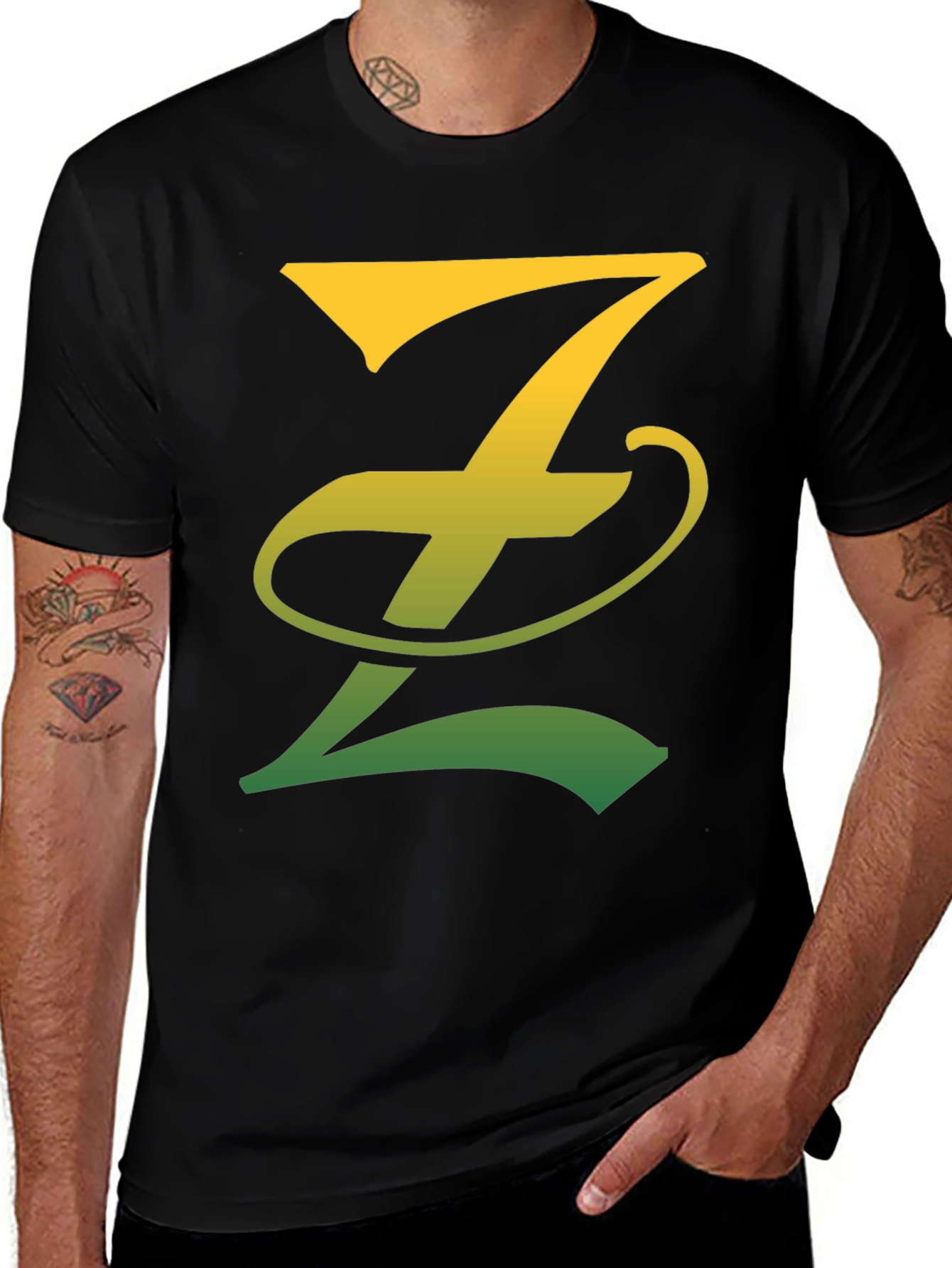 Gradient Z Letter Tee - Stylish Black T-Shirt