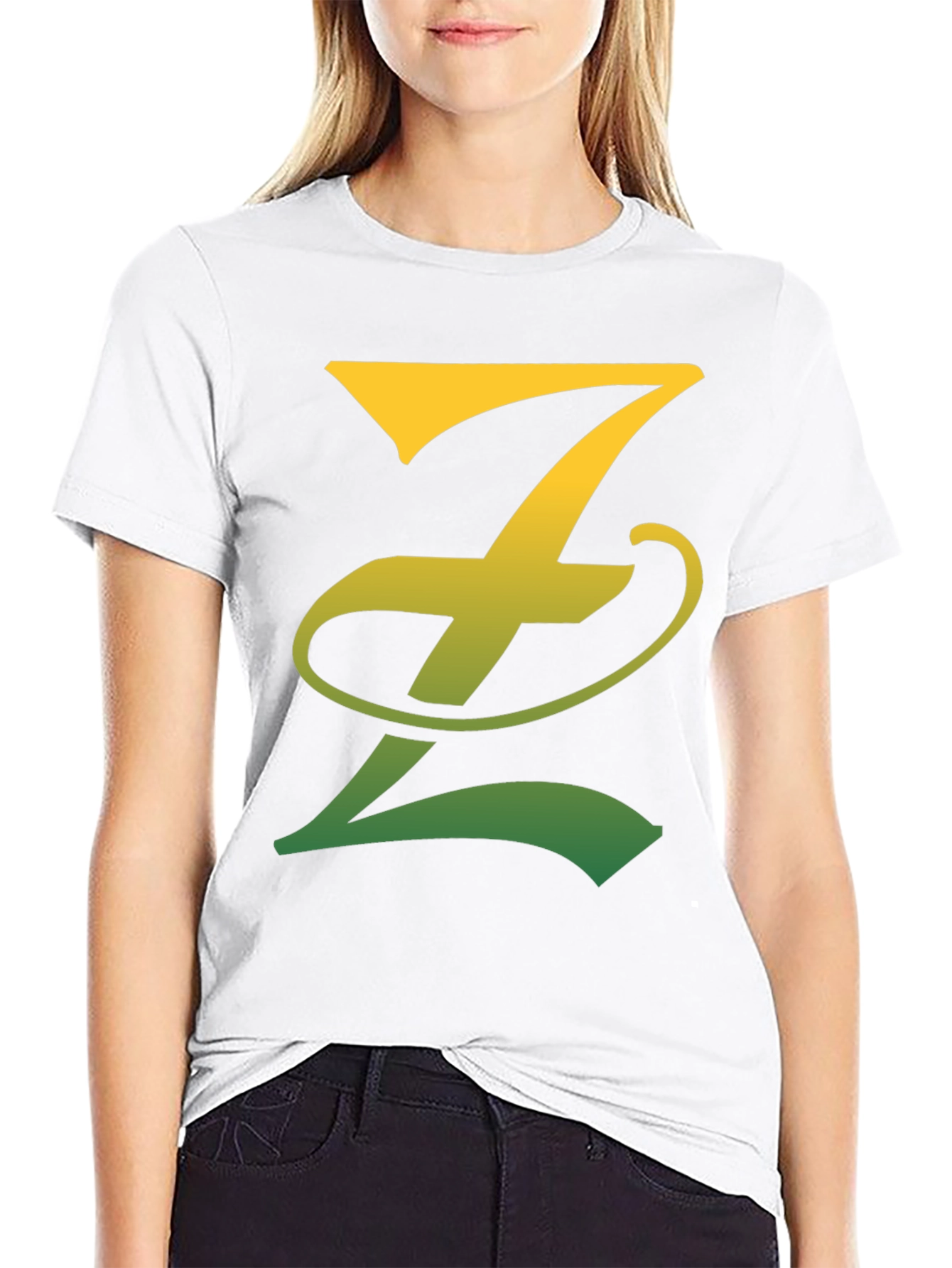 Gradient Z Letter Tee - Stylish Black T-Shirt
