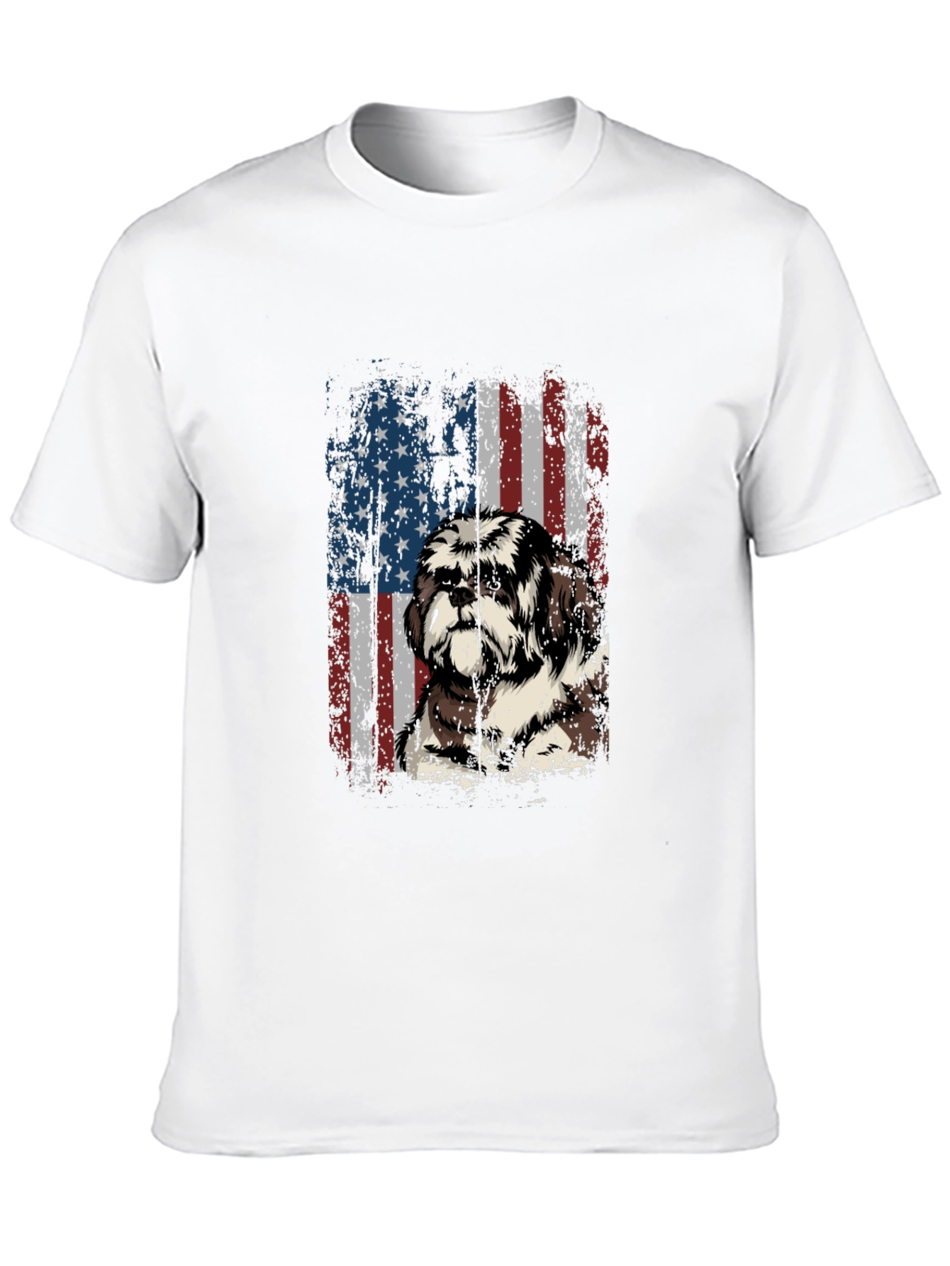 American Flag Shih Tzu T-Shirt Patriotic Dog Tee