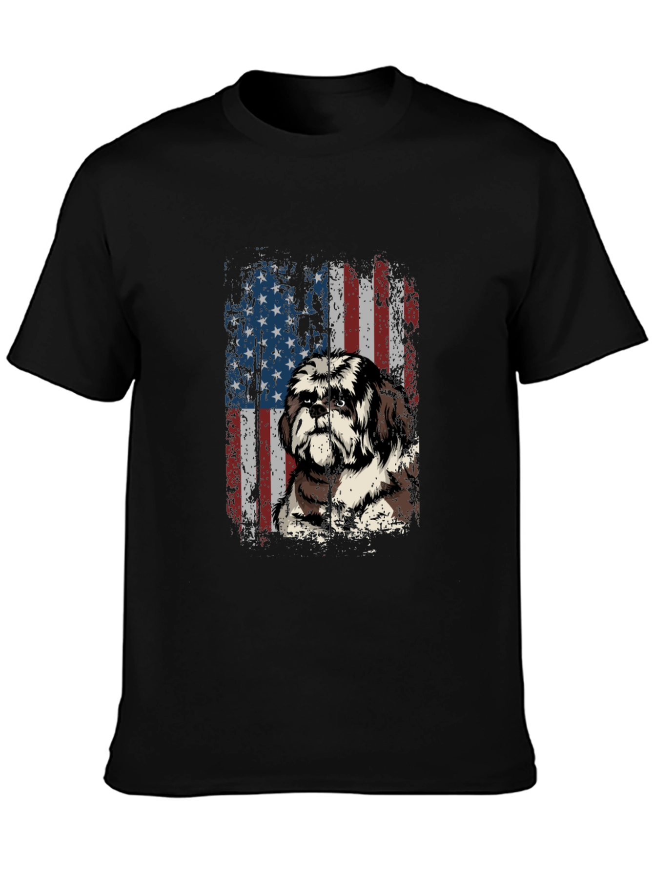 American Flag Shih Tzu T-Shirt Patriotic Dog Tee