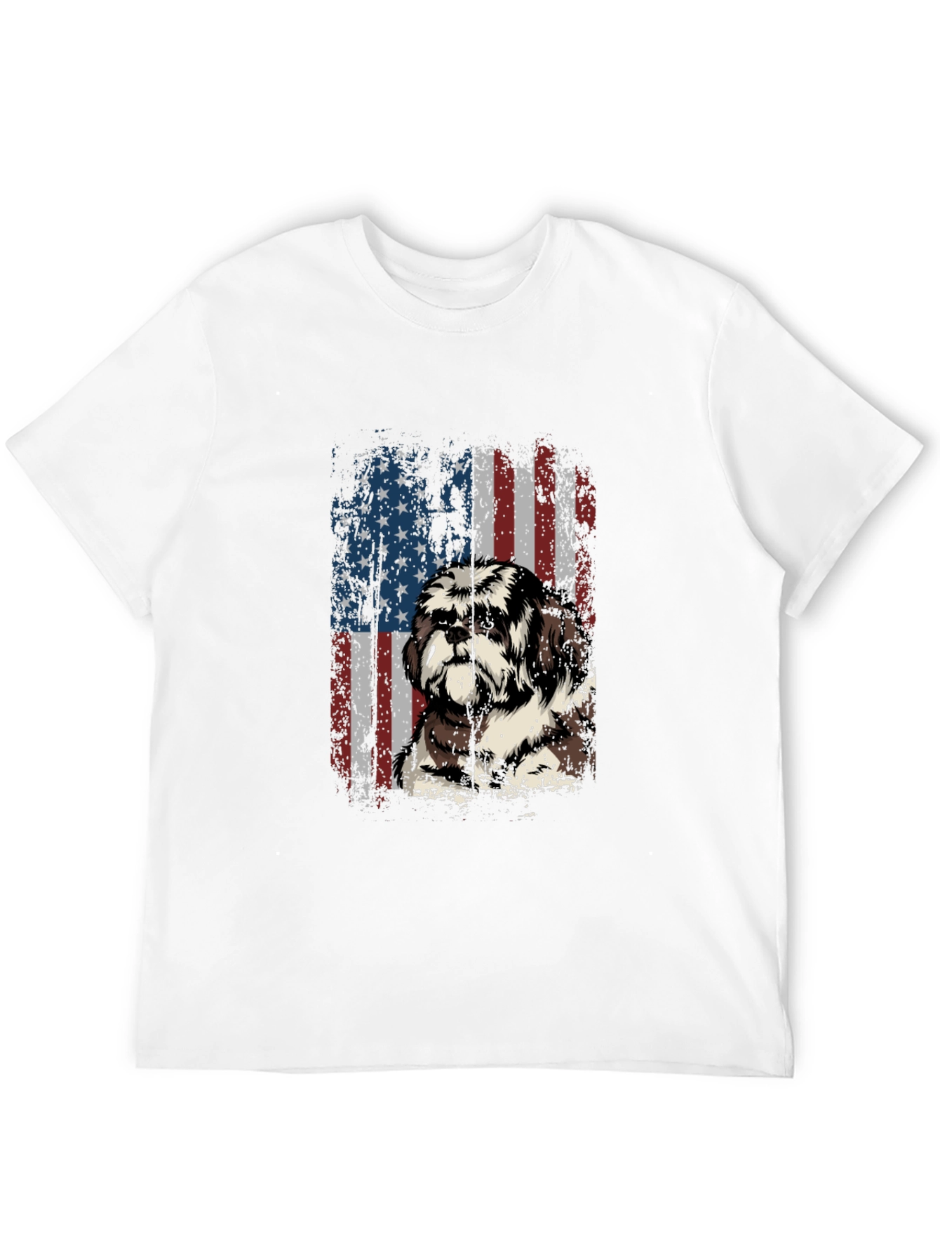 American Flag Shih Tzu T-Shirt Patriotic Dog Tee