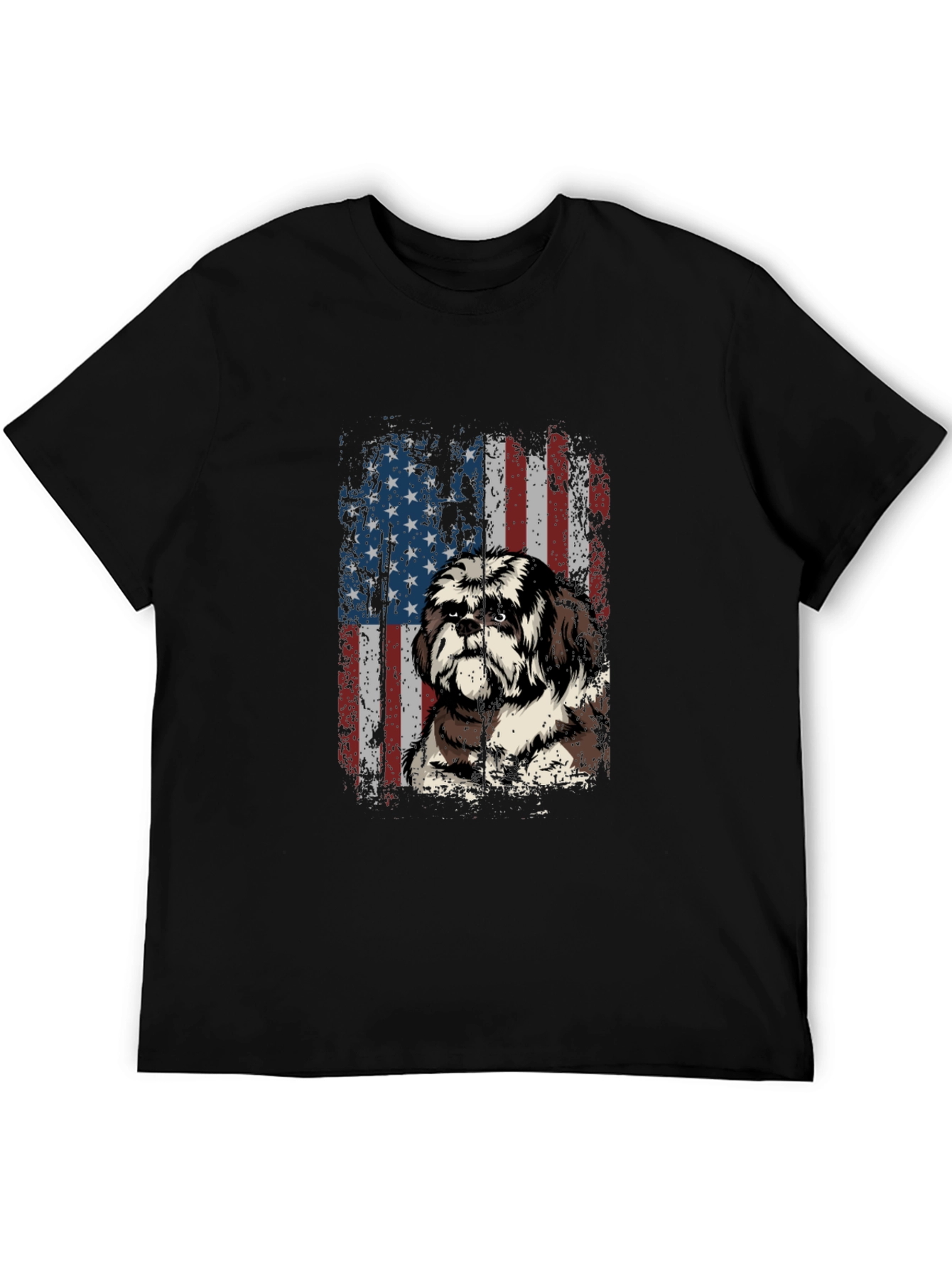 American Flag Shih Tzu T-Shirt Patriotic Dog Tee