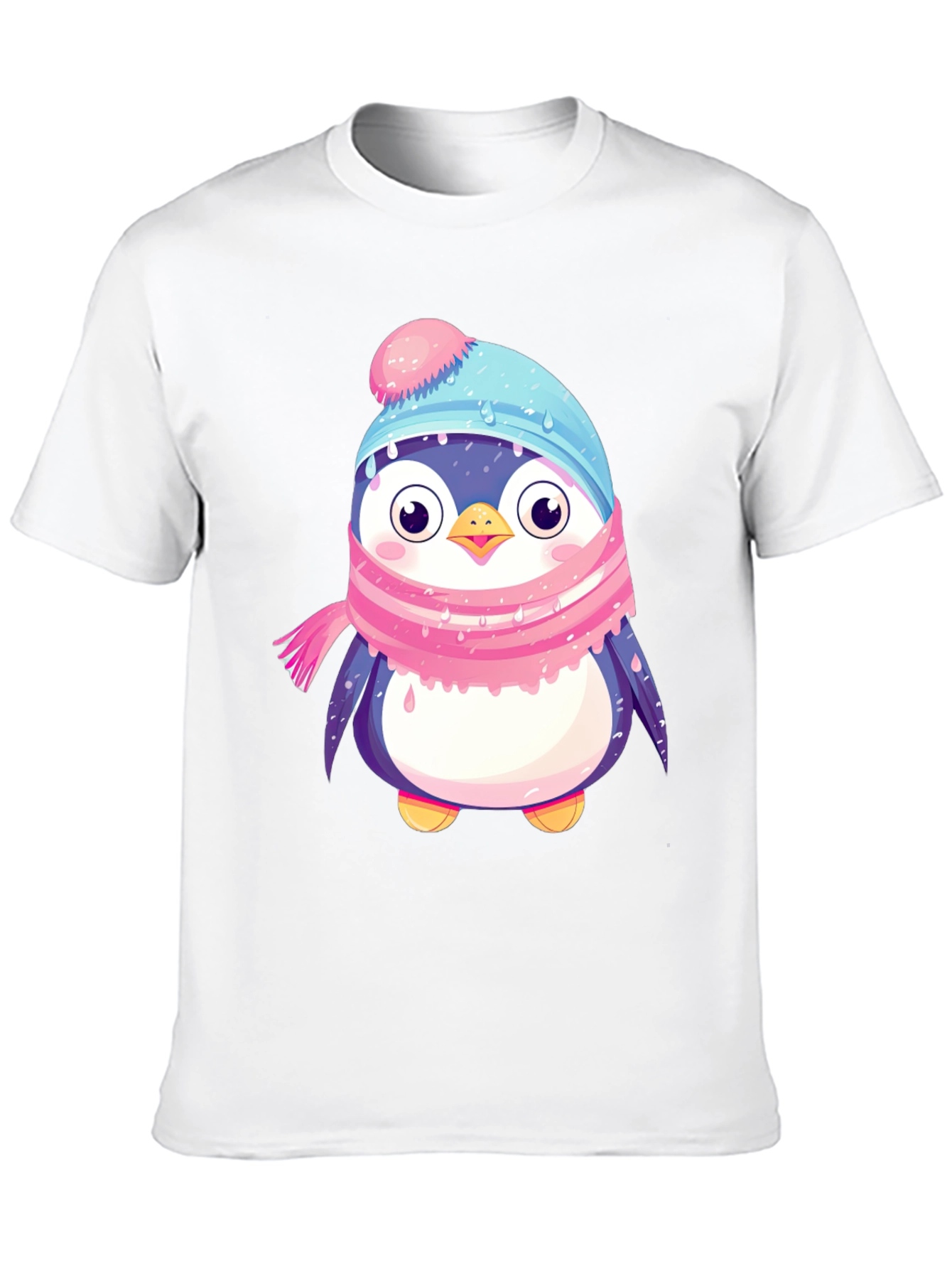 Cute Penguin Winter Hat Scarf T-Shirt