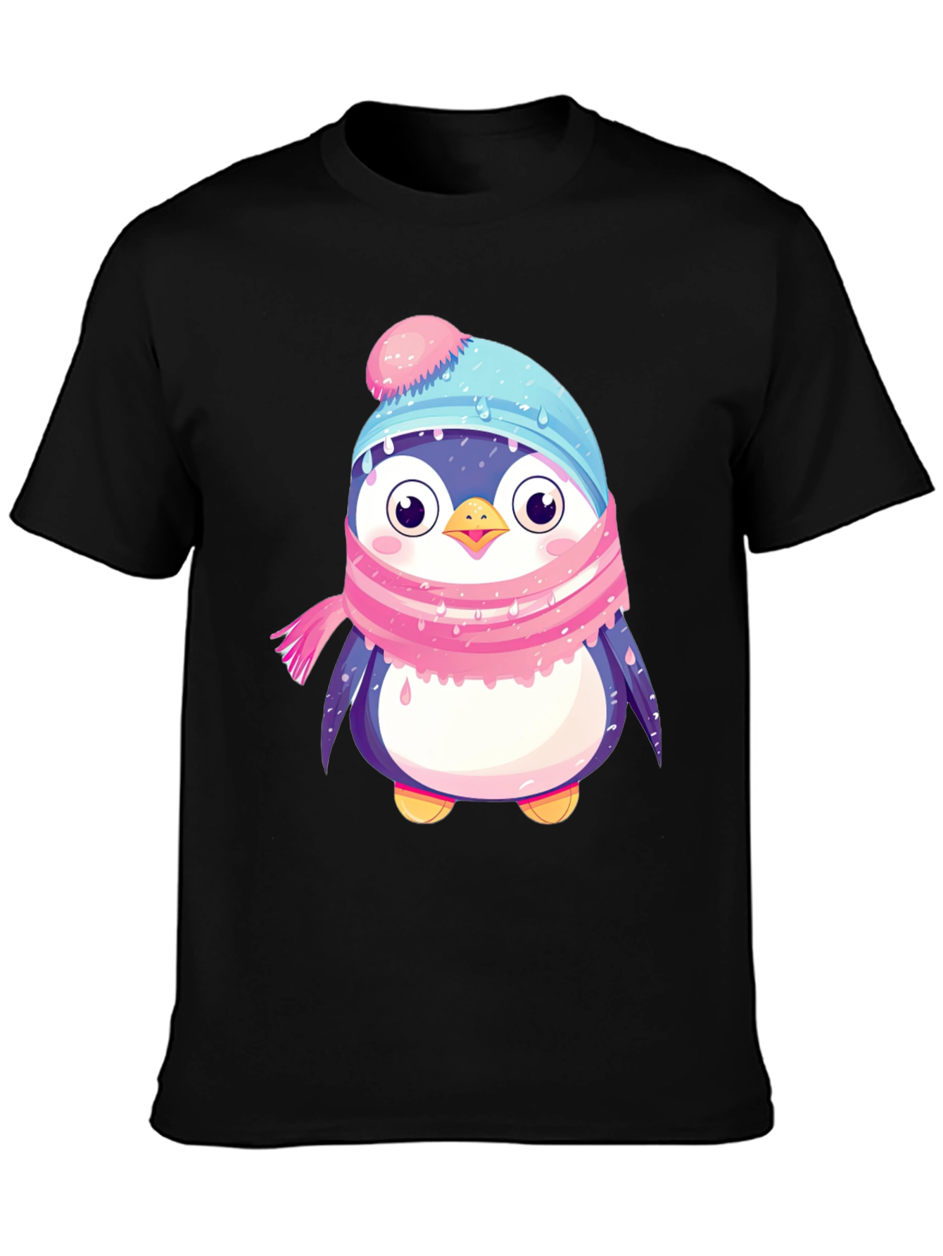 Cute Penguin Winter Hat Scarf T-Shirt