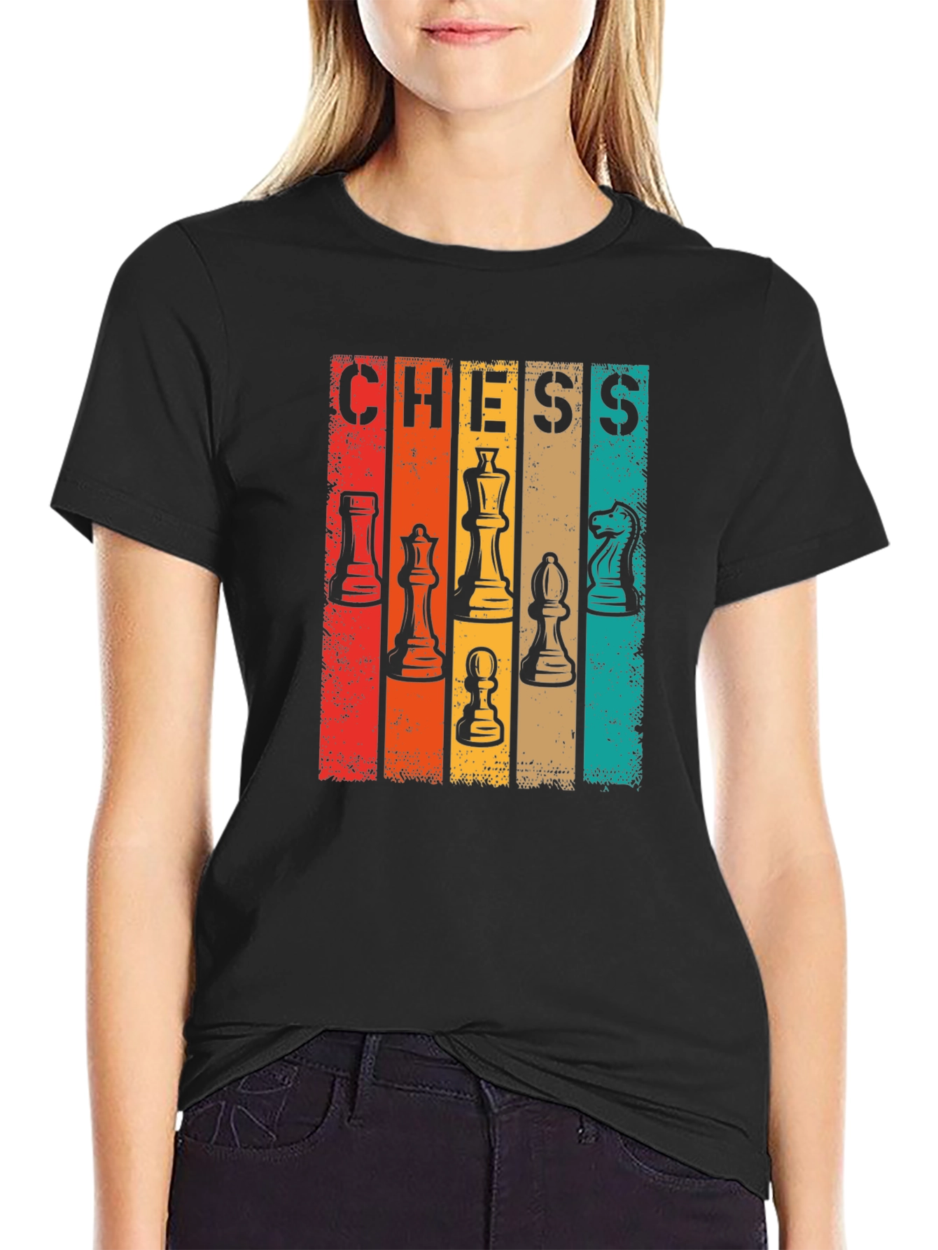 Retro Chess Piece Graphic T-Shirt
