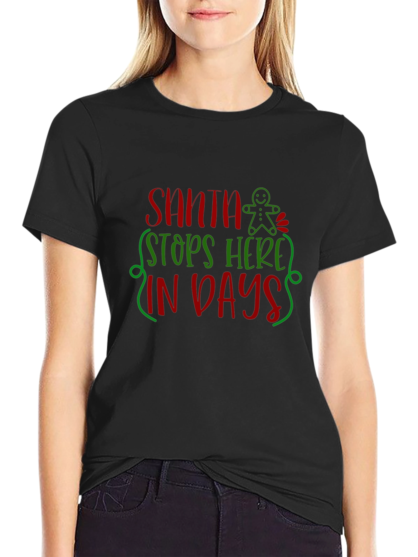 Santa Stops Here Christmas Graphic Tee