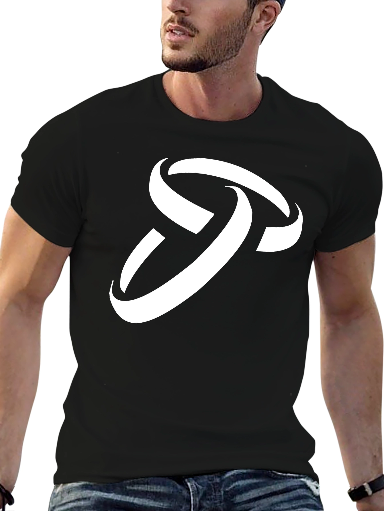 Stylish Black T-Shirt with Abstract White Logo