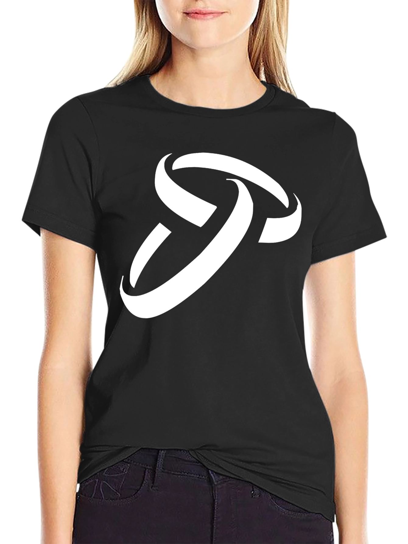 Stylish Black T-Shirt with Abstract White Logo