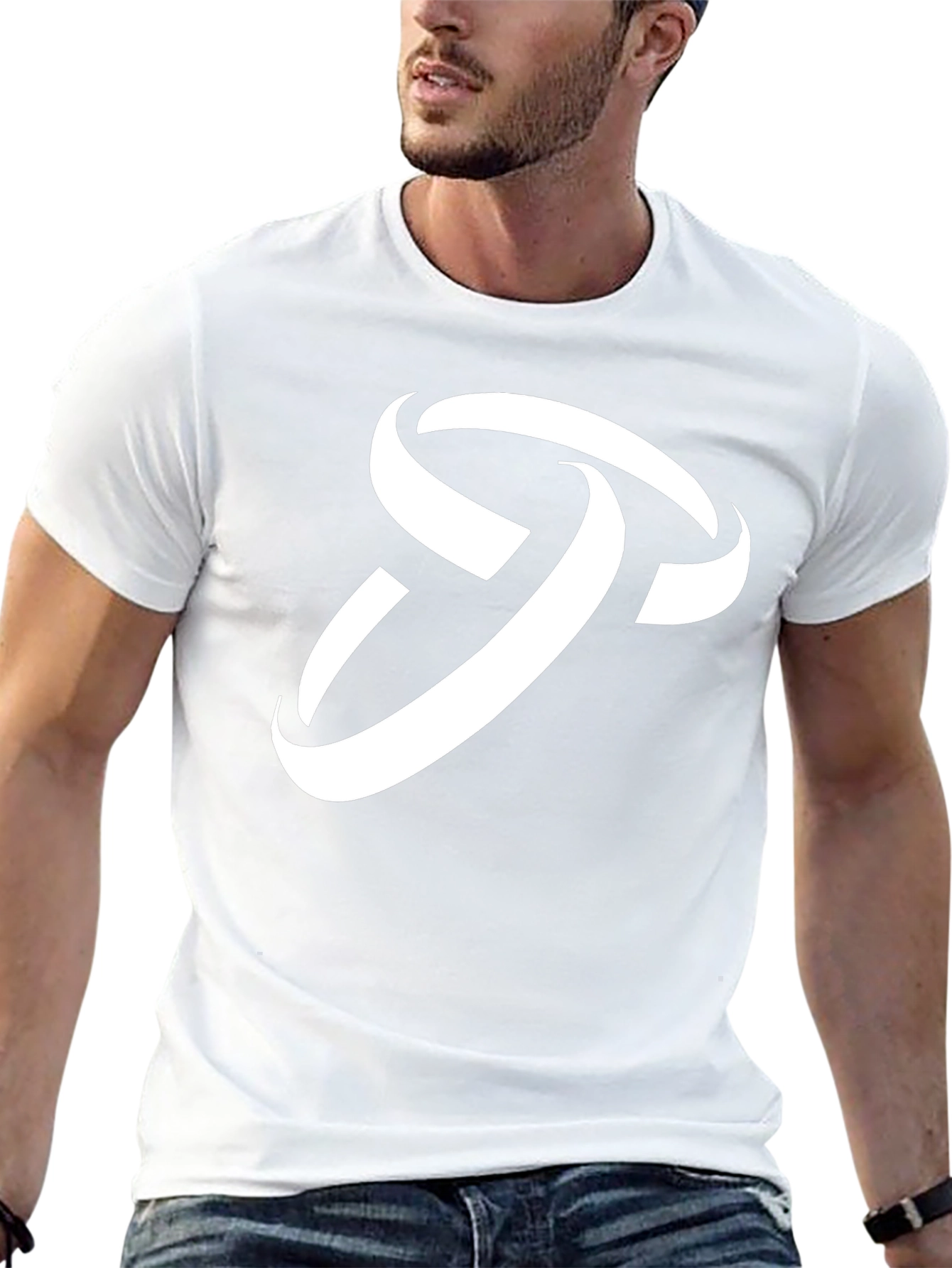 Stylish Black T-Shirt with Abstract White Logo