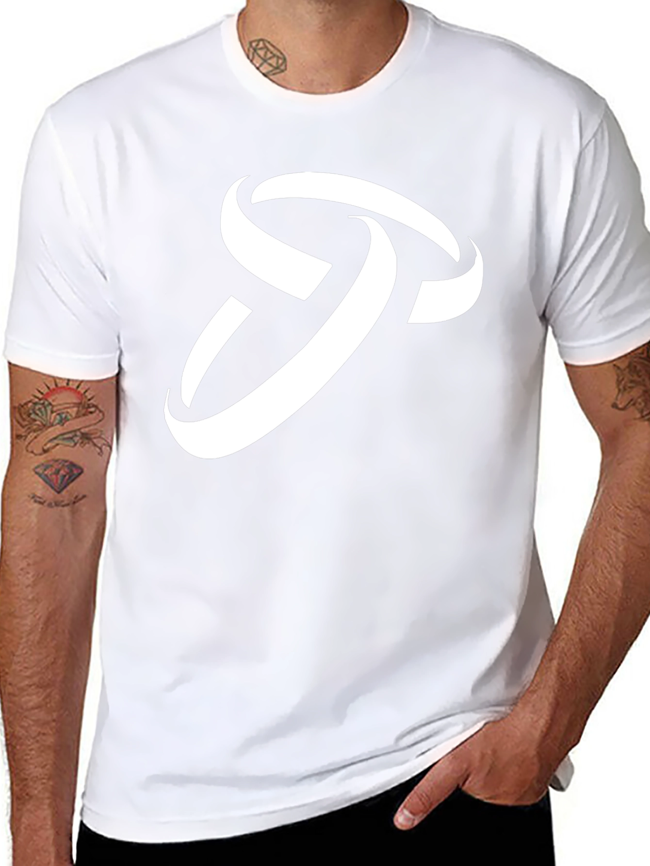 Stylish Black T-Shirt with Abstract White Logo
