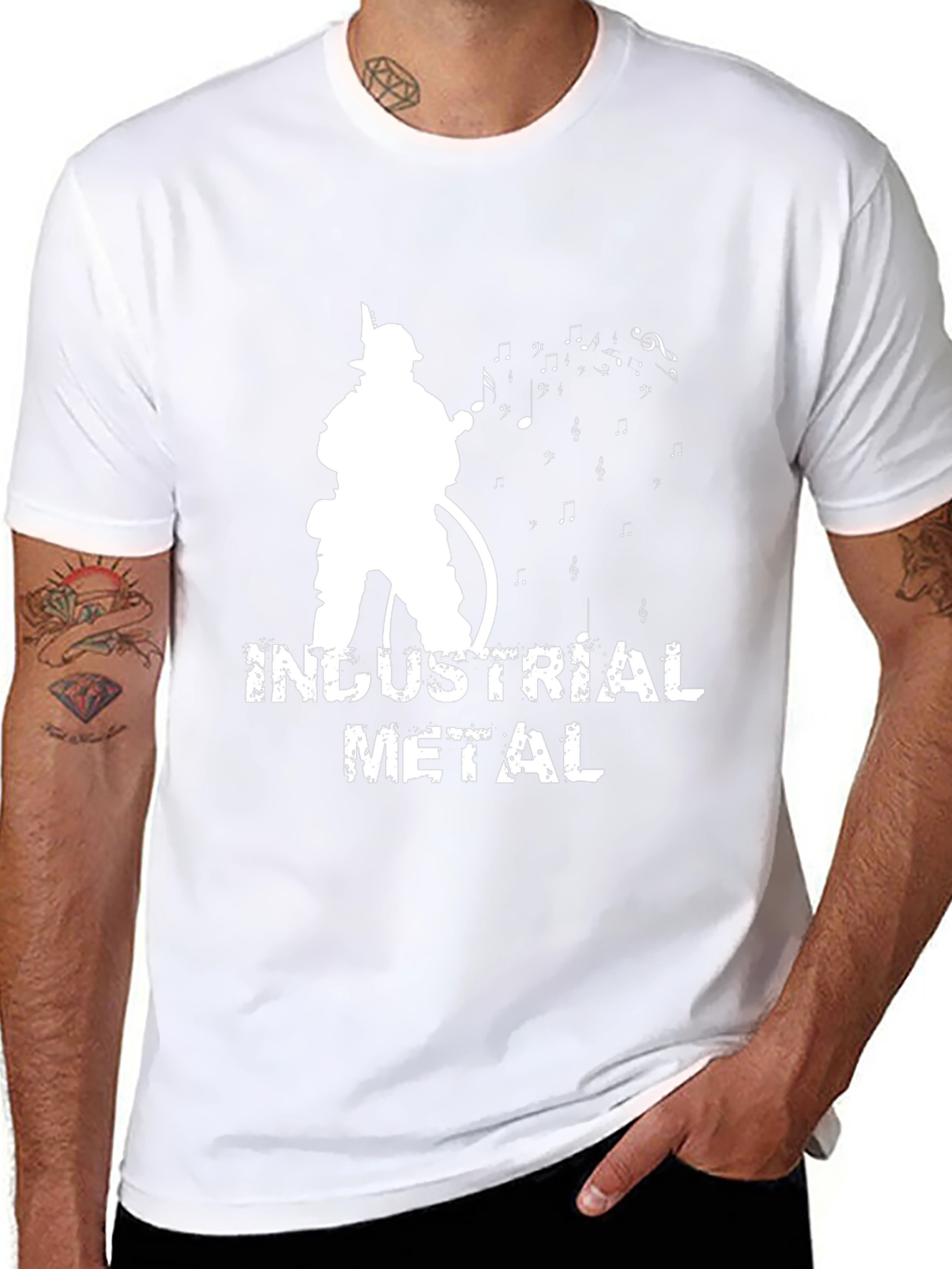 Industrial Metal Firefighter Music Black T-Shirt