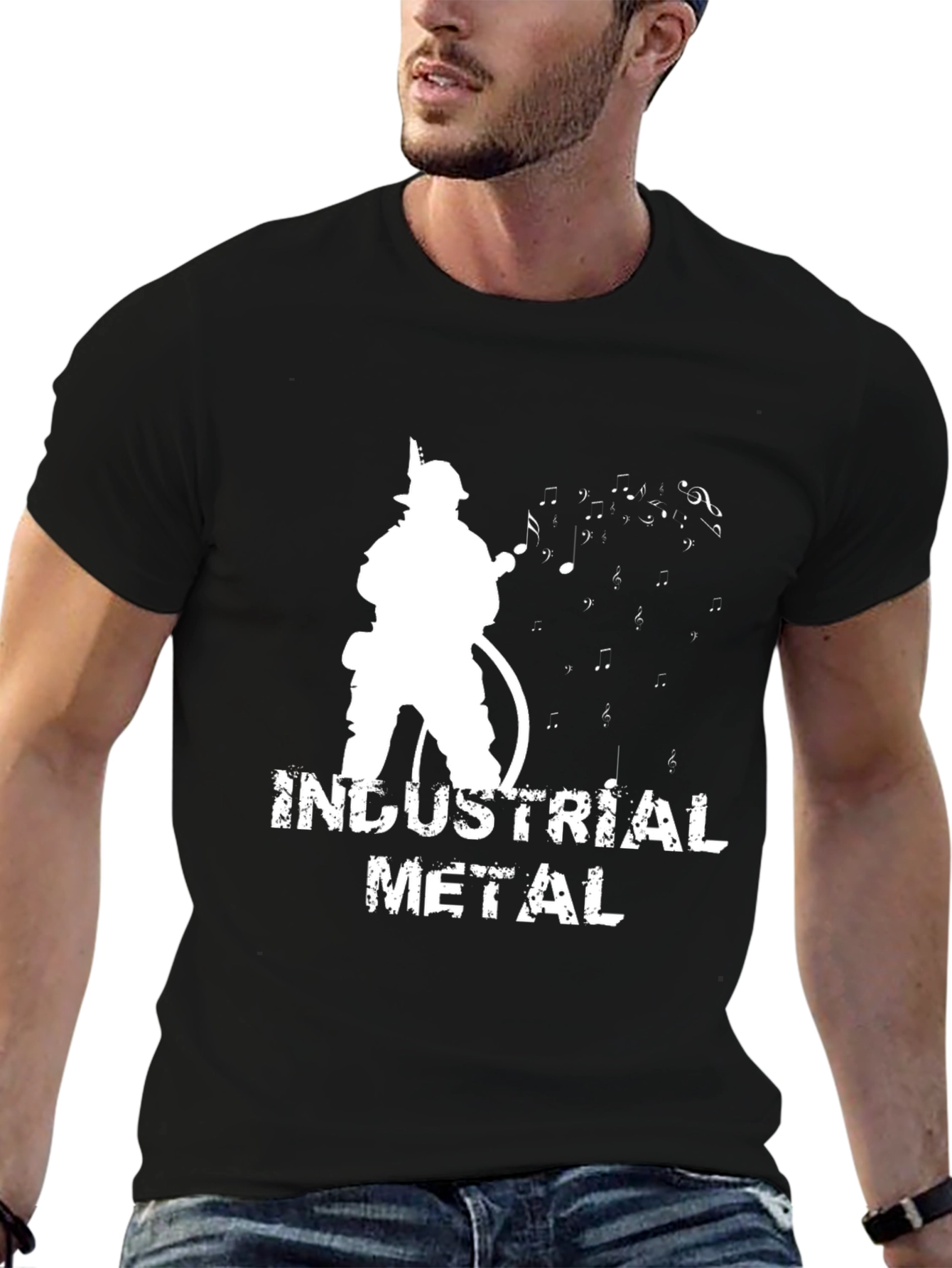Industrial Metal Firefighter Music Black T-Shirt