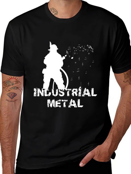 Industrial Metal Firefighter Music Black T-Shirt
